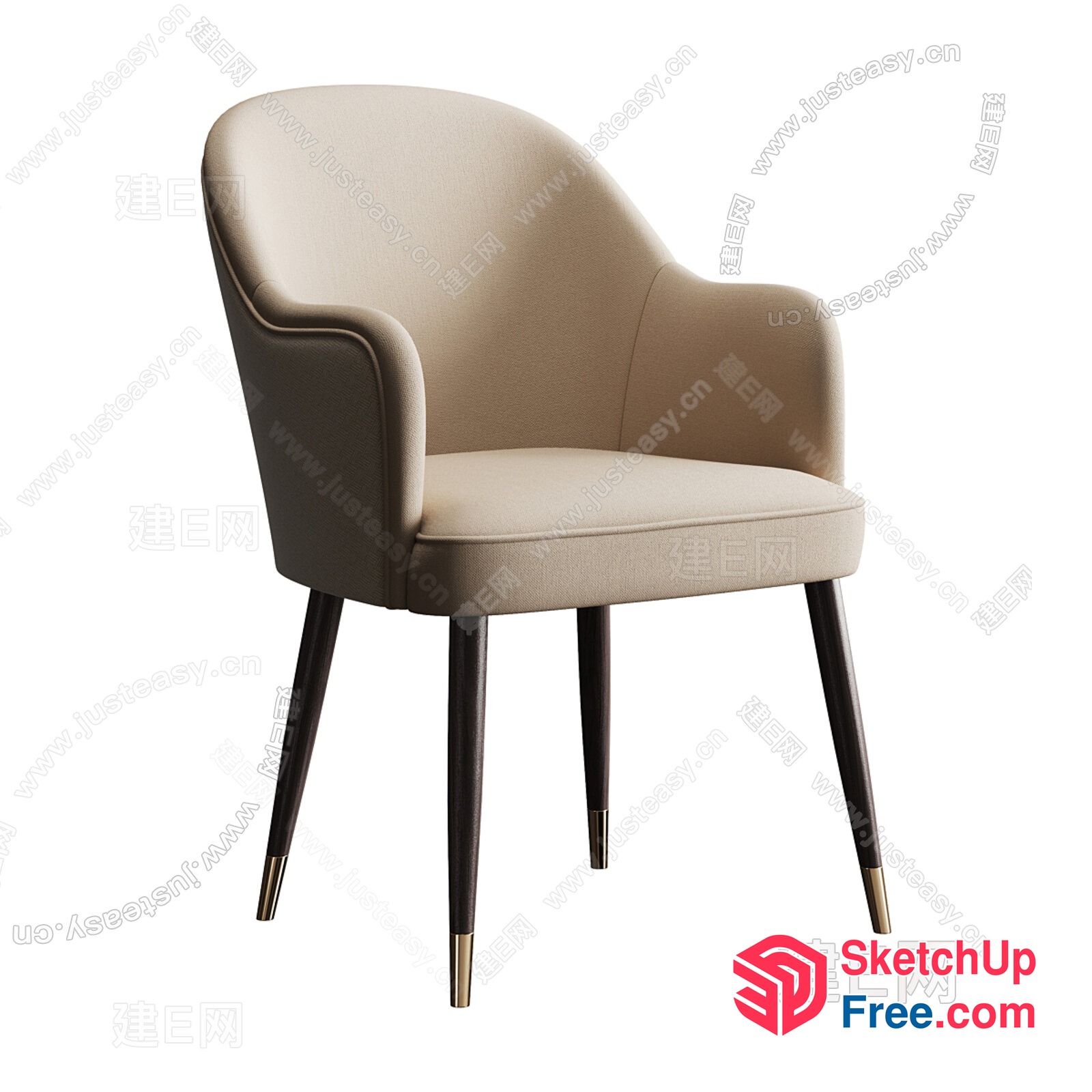 Elegant Cream-Colored Upholstered Chair 3D SketchUp File