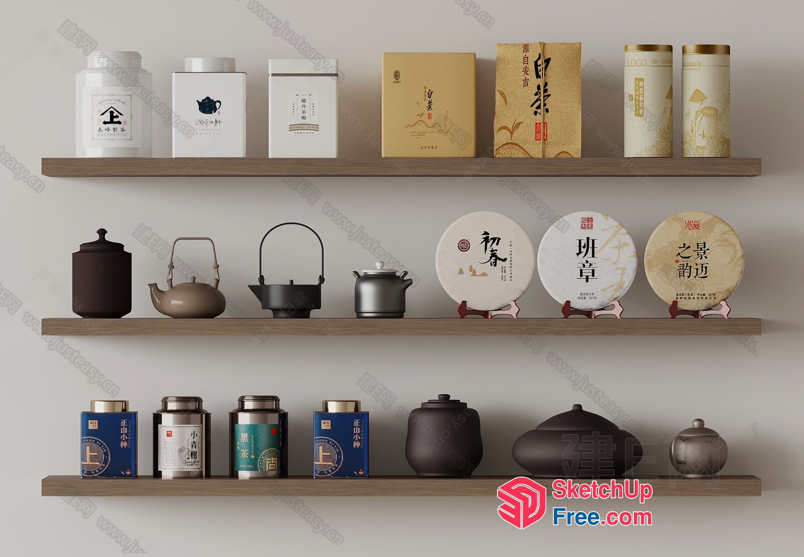 Traditional Chinese Tea Accessories Collection 3D SketchUp File