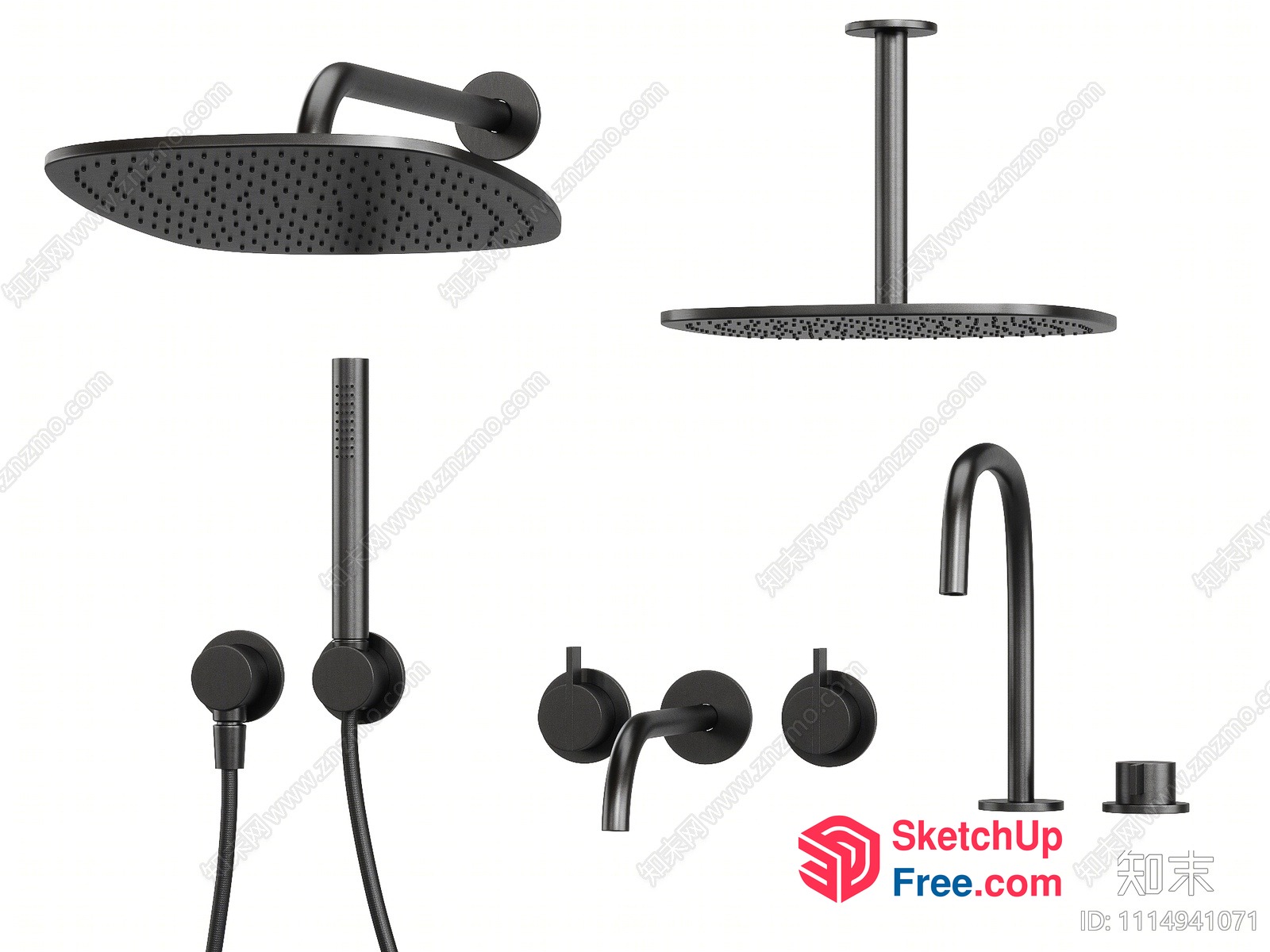 Modern Bathroom Shower System With Faucet And Accessories 3D SketchUp File