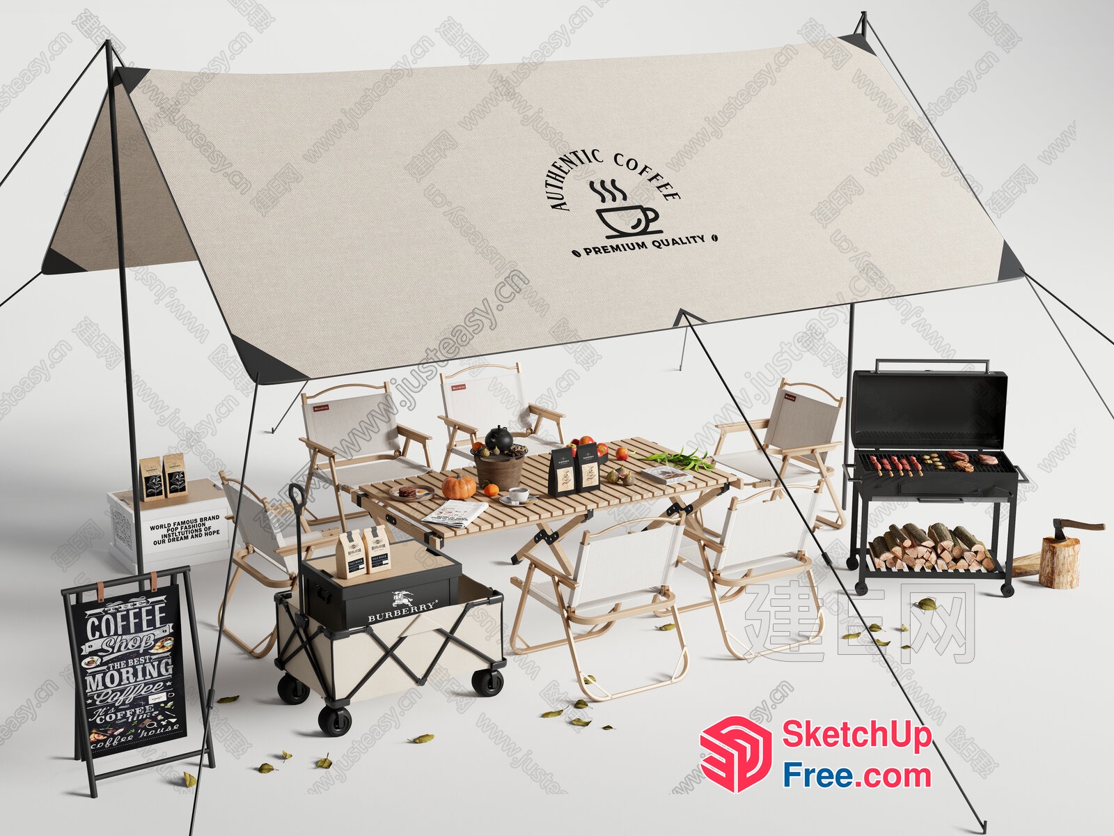 Outdoor Coffee Shop And Furniture Collection 3D SketchUp File