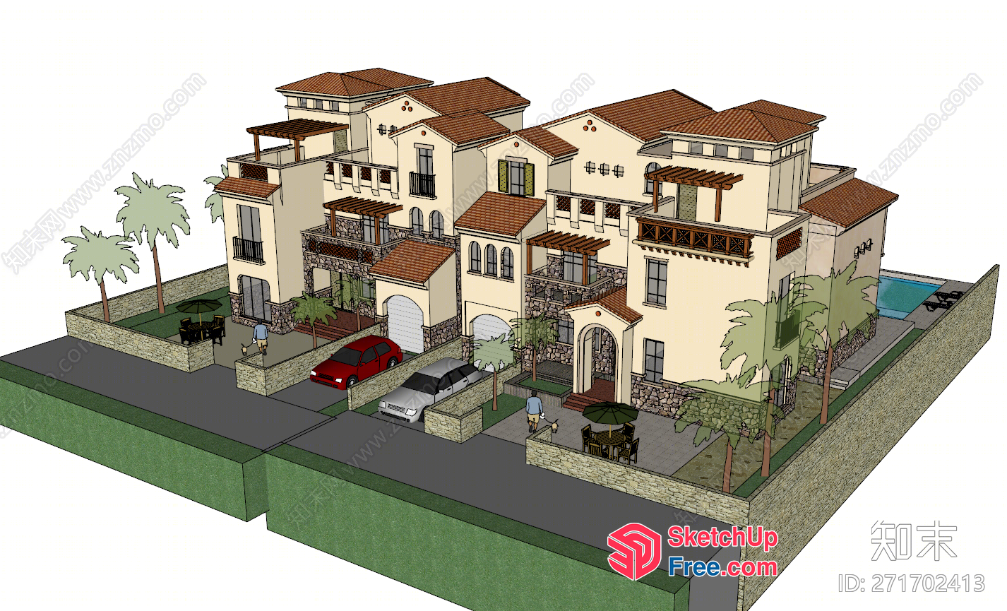 Mediterranean Villa Complex 3D SketchUp File