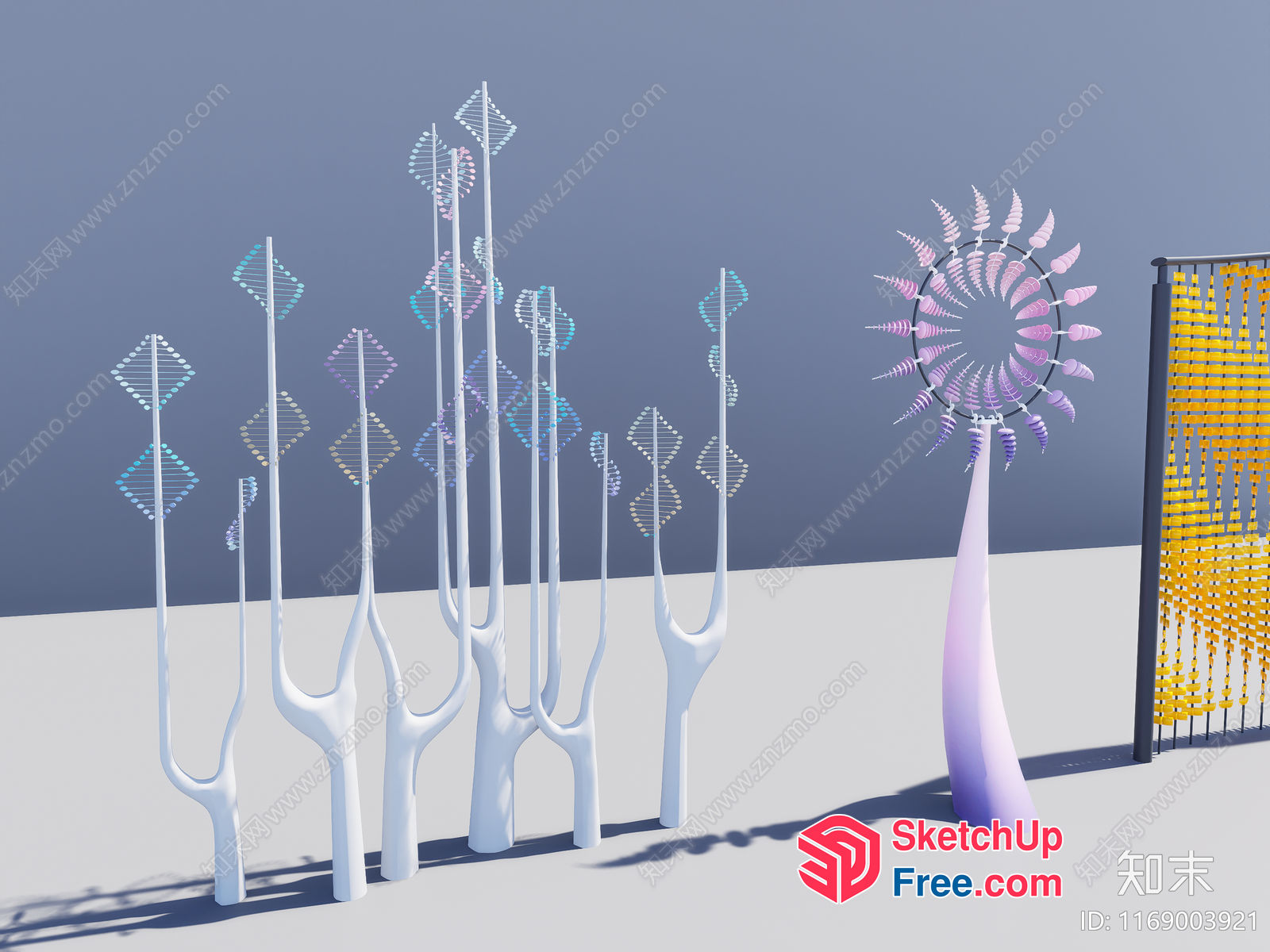 Futuristic Outdoor Decorations With Unique Shapes And Colors 3D SketchUp File