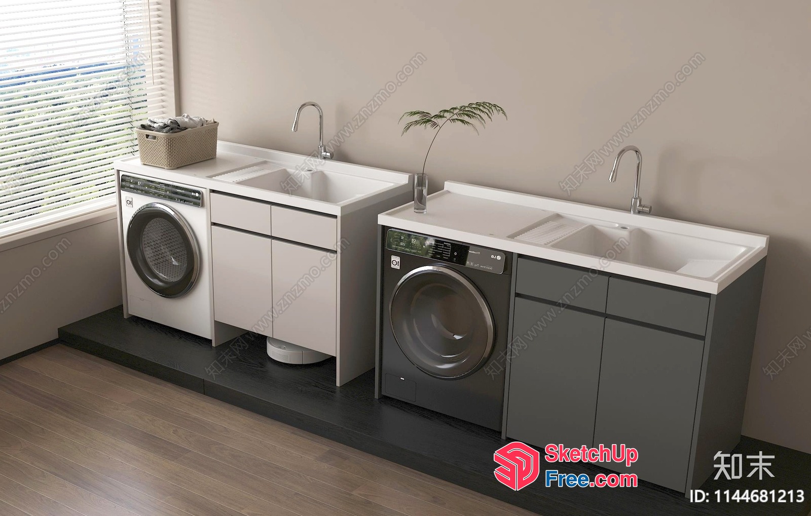 Modern Laundry Room With Sleek Appliances And Neutral Decor 3D SketchUp File
