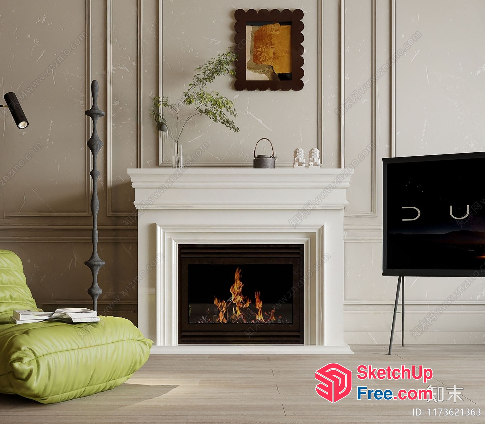 Classic Fireplace In A Modern Living Room 3D SketchUp File