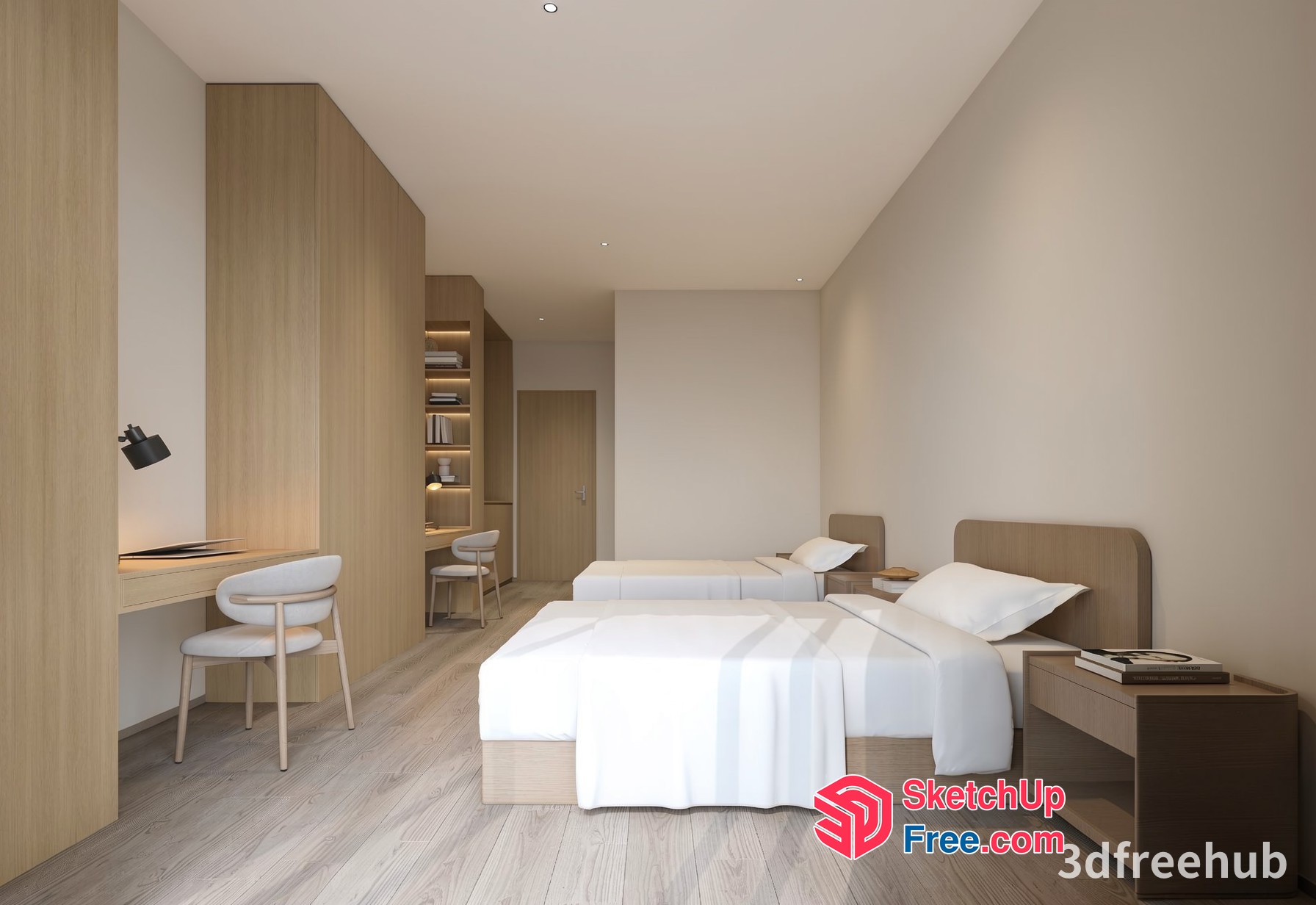 Modern Minimalist Bedroom Interior 3D SketchUp File