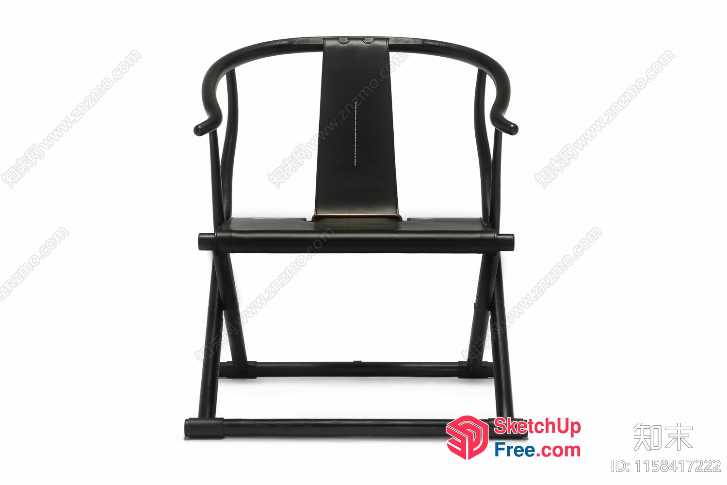 Chinese Style Black Leather Chair 3D SketchUp File