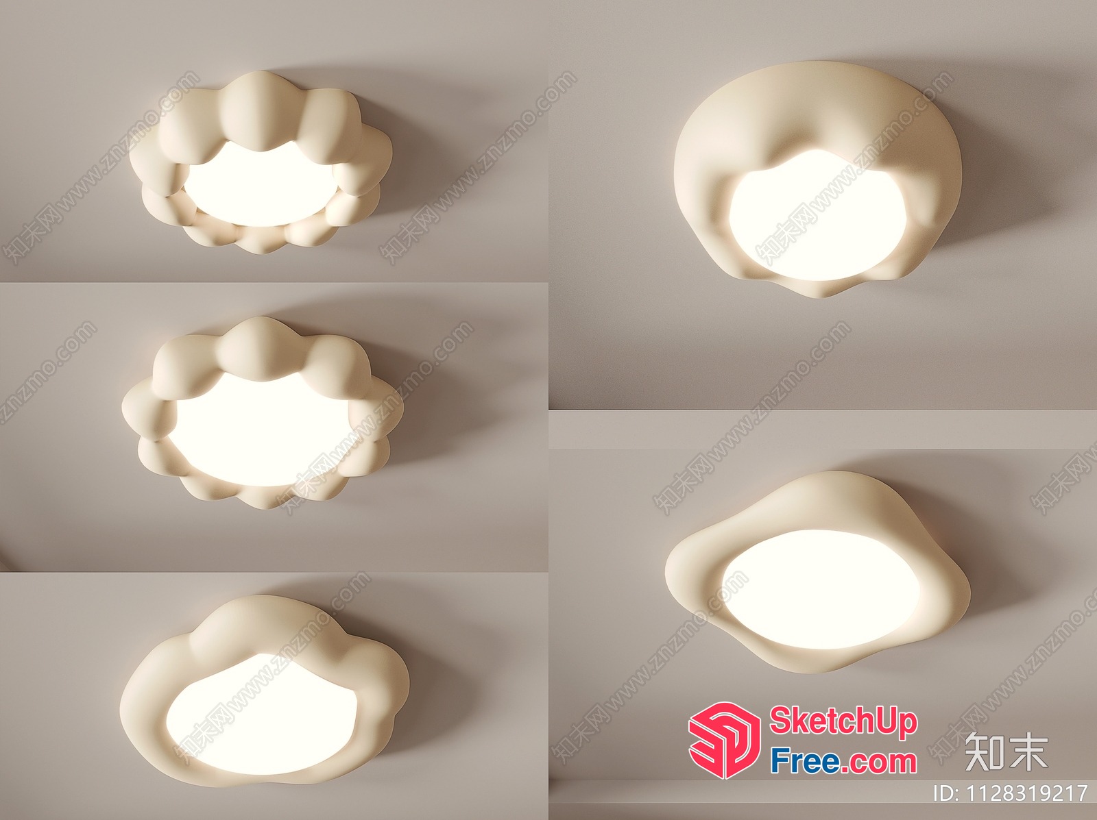 Cloud-Like Ceiling Light Fixtures 3D SketchUp File