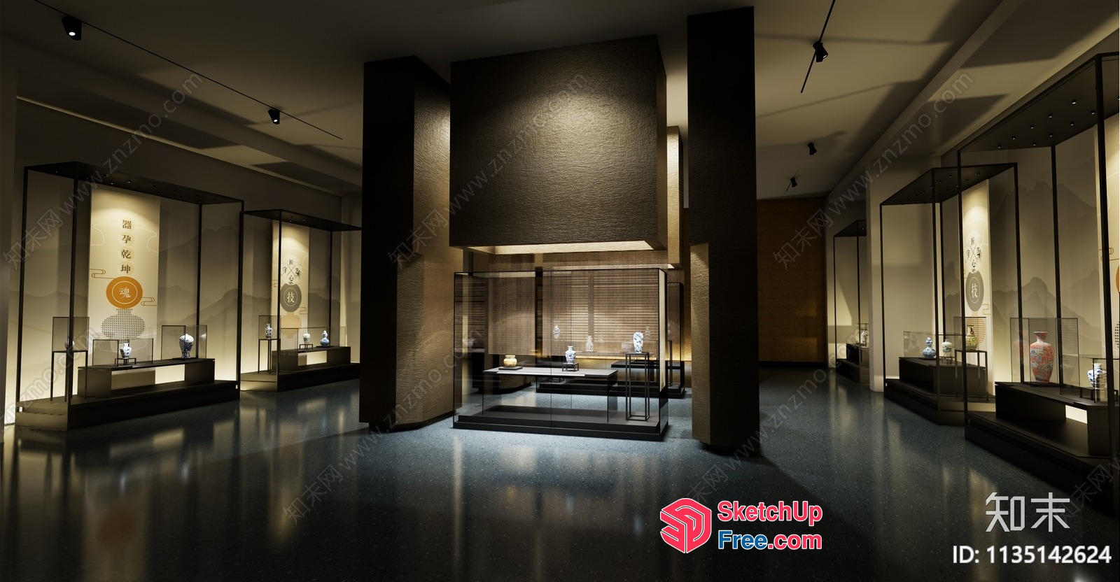 Luxurious Modern Art Gallery With Sleek Black And White Decor 3D SketchUp File