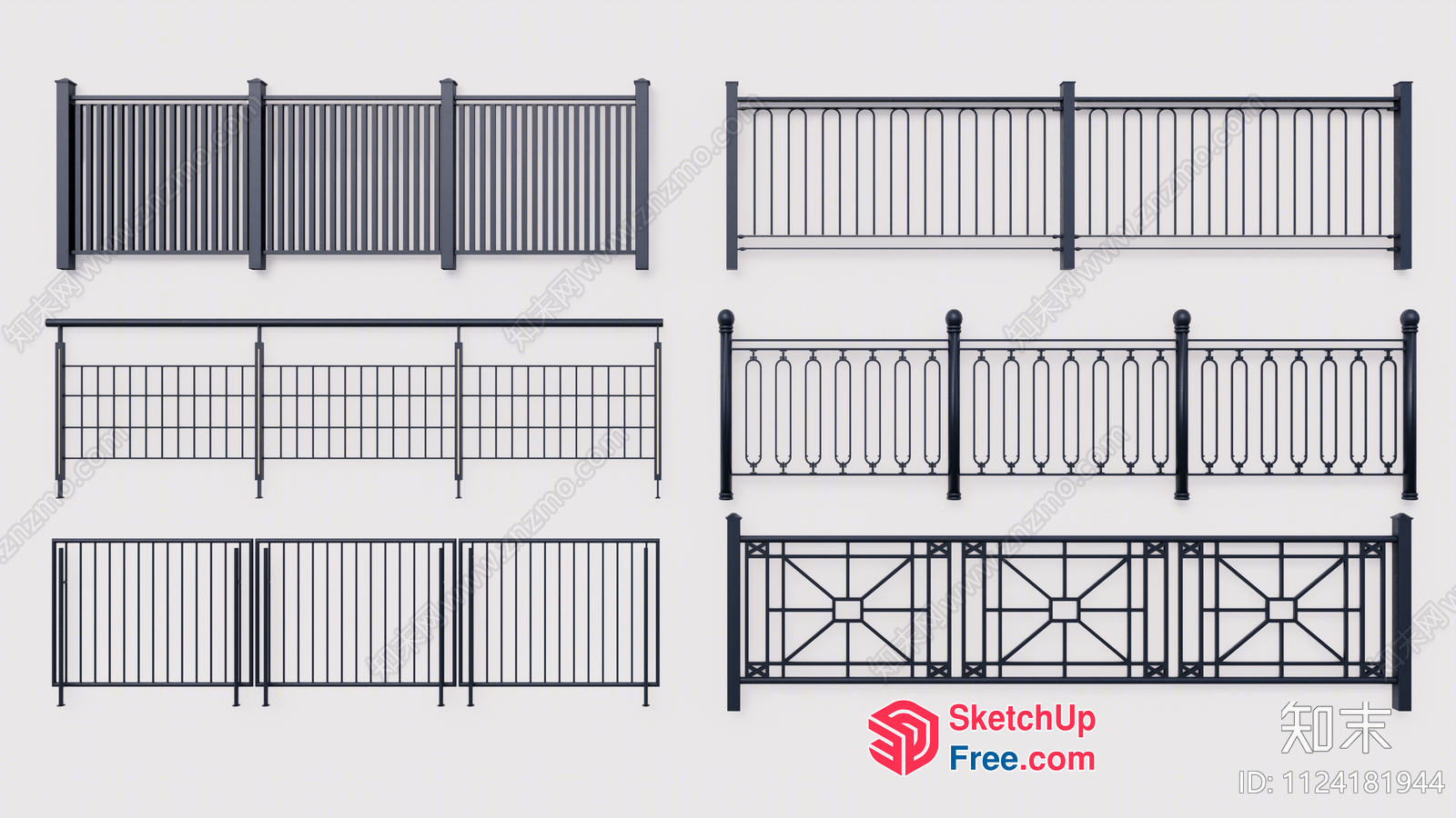 Black Metal Railings Collection 3D SketchUp File