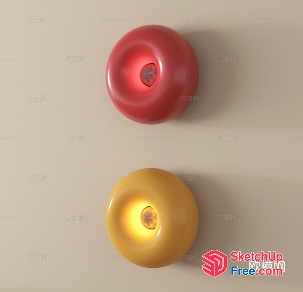 Two Circular Light Fixtures With Distinct Colors 3D SketchUp File