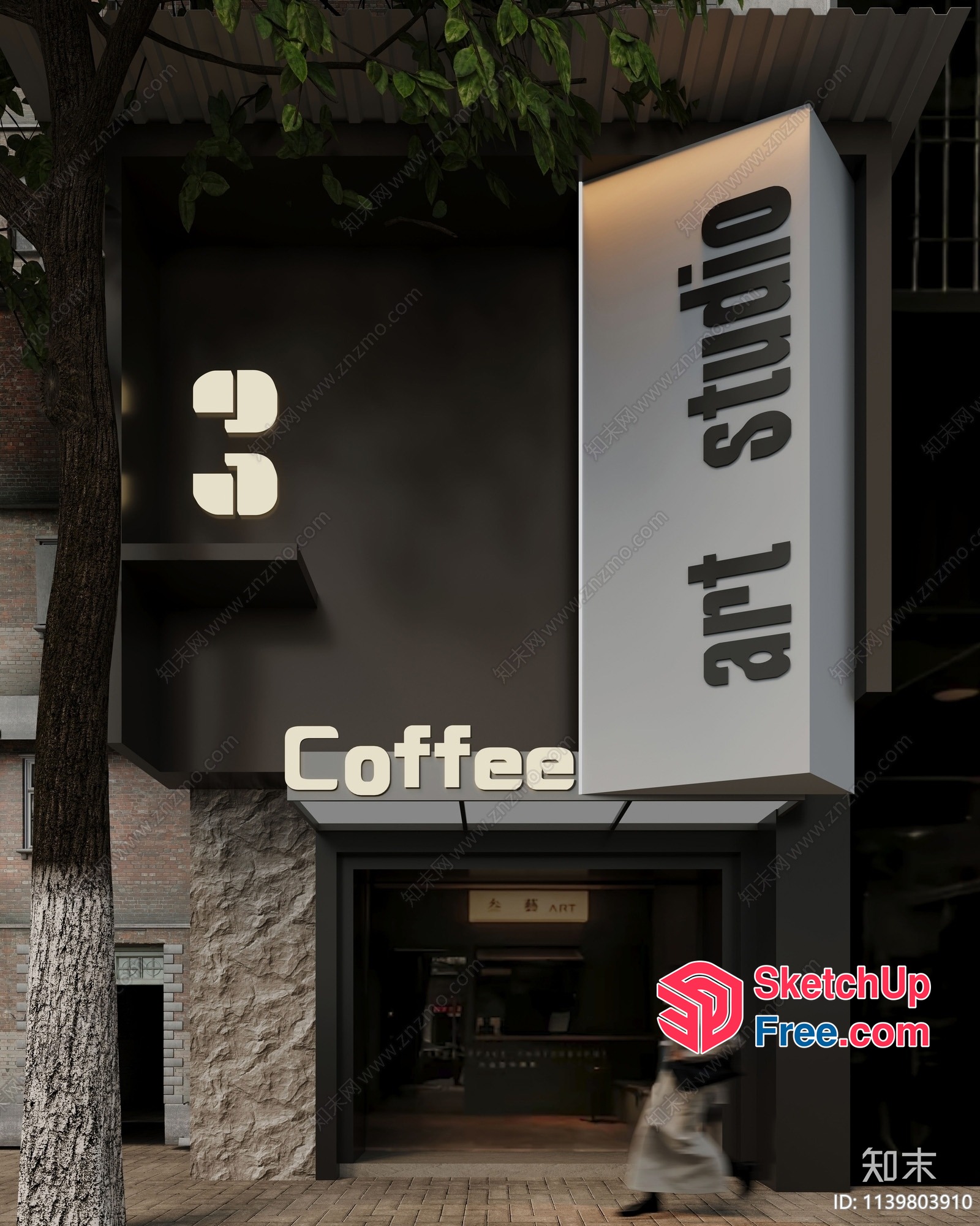 Art Studio With Coffee And Tree 3D SketchUp File