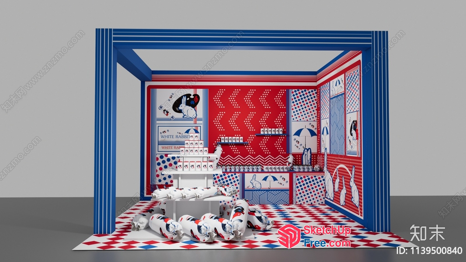 Cartoon-Inspired Room Design With Red, White, And Blue Decor 3D SketchUp File