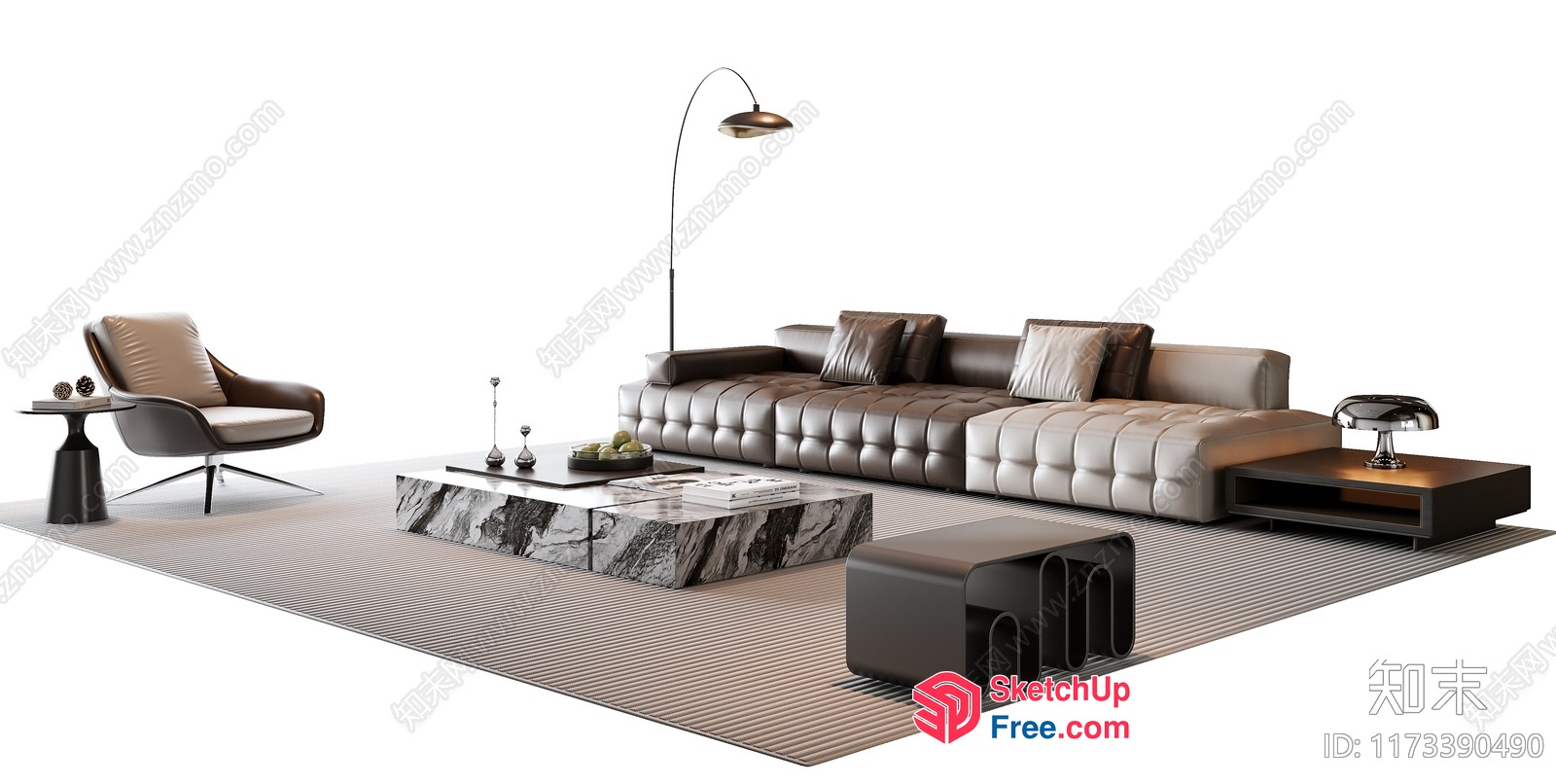 Modern Minimalist Living Room With Neutral Tones 3D SketchUp File