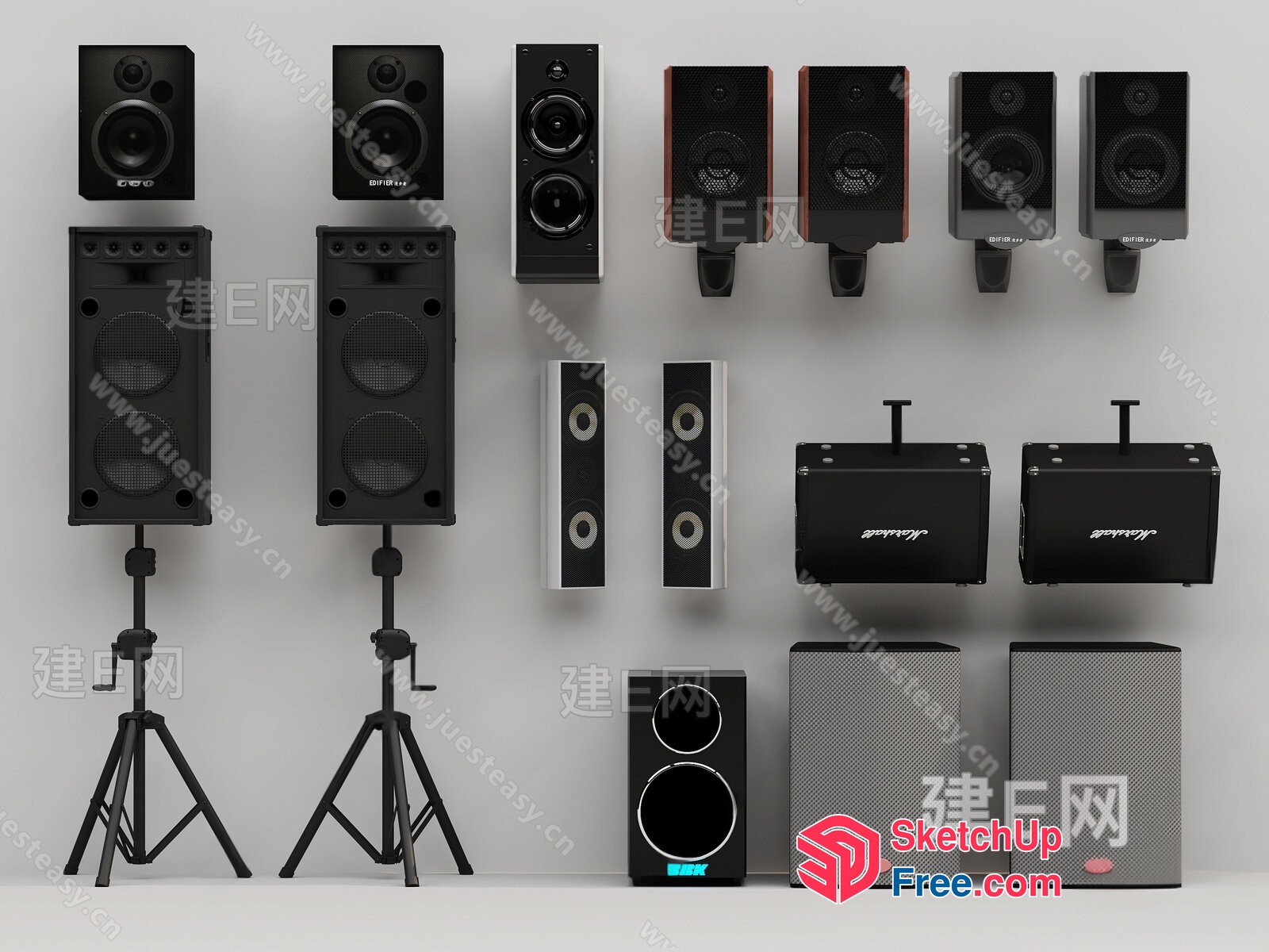 Array Of Speakers And Amplifiers 3D SketchUp File
