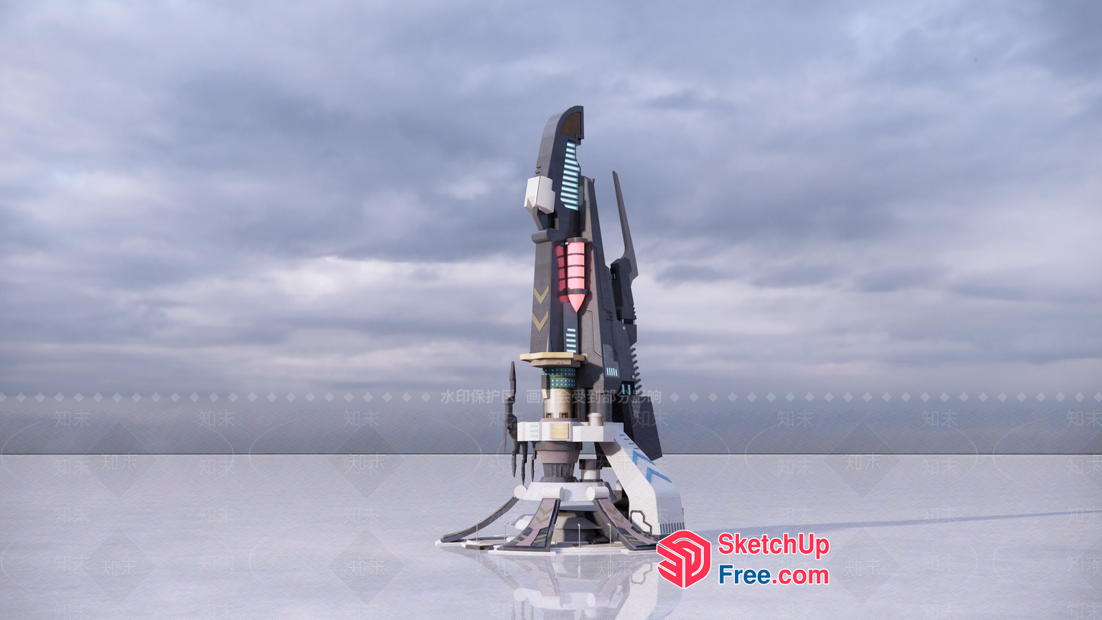 Futuristic Space Capsule Exterior 3D SketchUp File