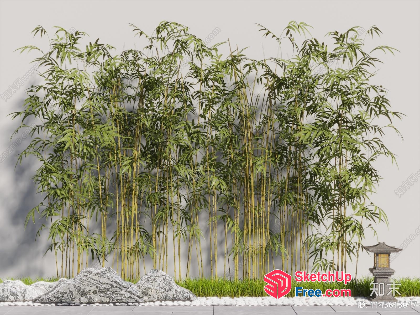 Asian Inspired Bamboo Garden Scene 3D SketchUp File