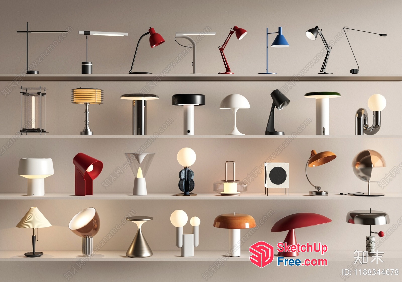 Modern Table Lamps In Various Styles And Colors 3D SketchUp File