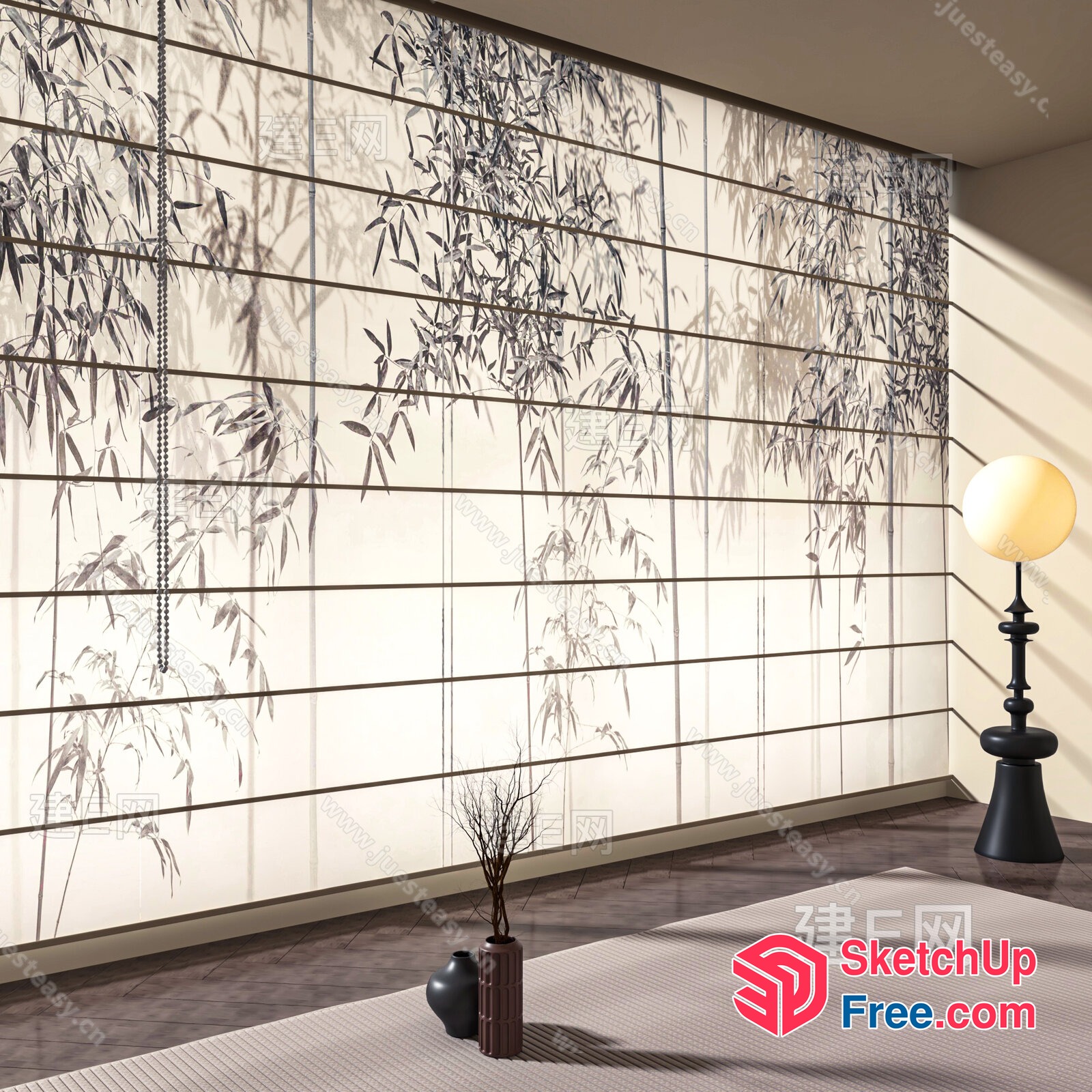 Elegant Bamboo-Inspired Interior Design 3D SketchUp File