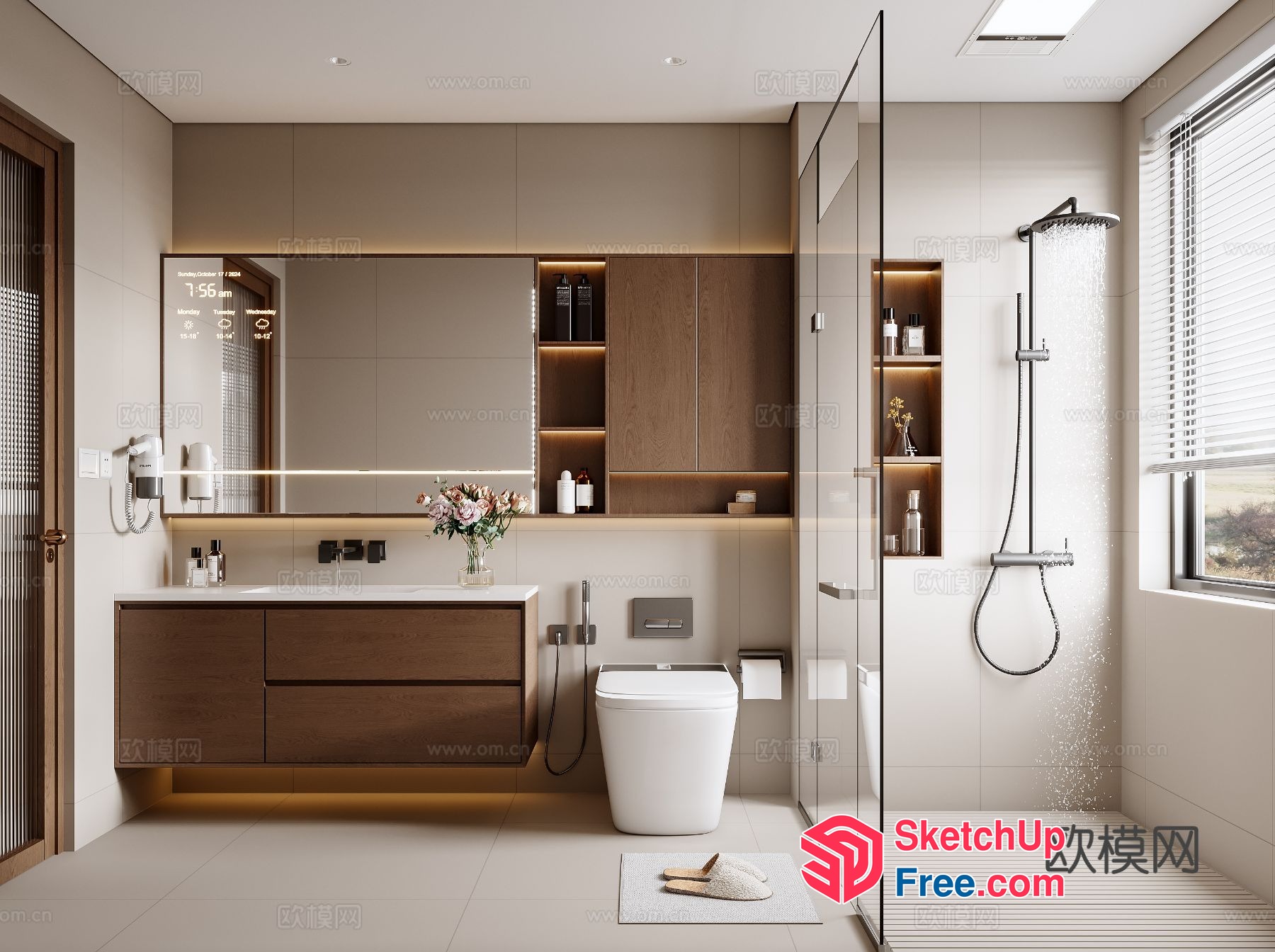 Modern Bathroom With Sleek White And Brown Decor 3D SketchUp File
