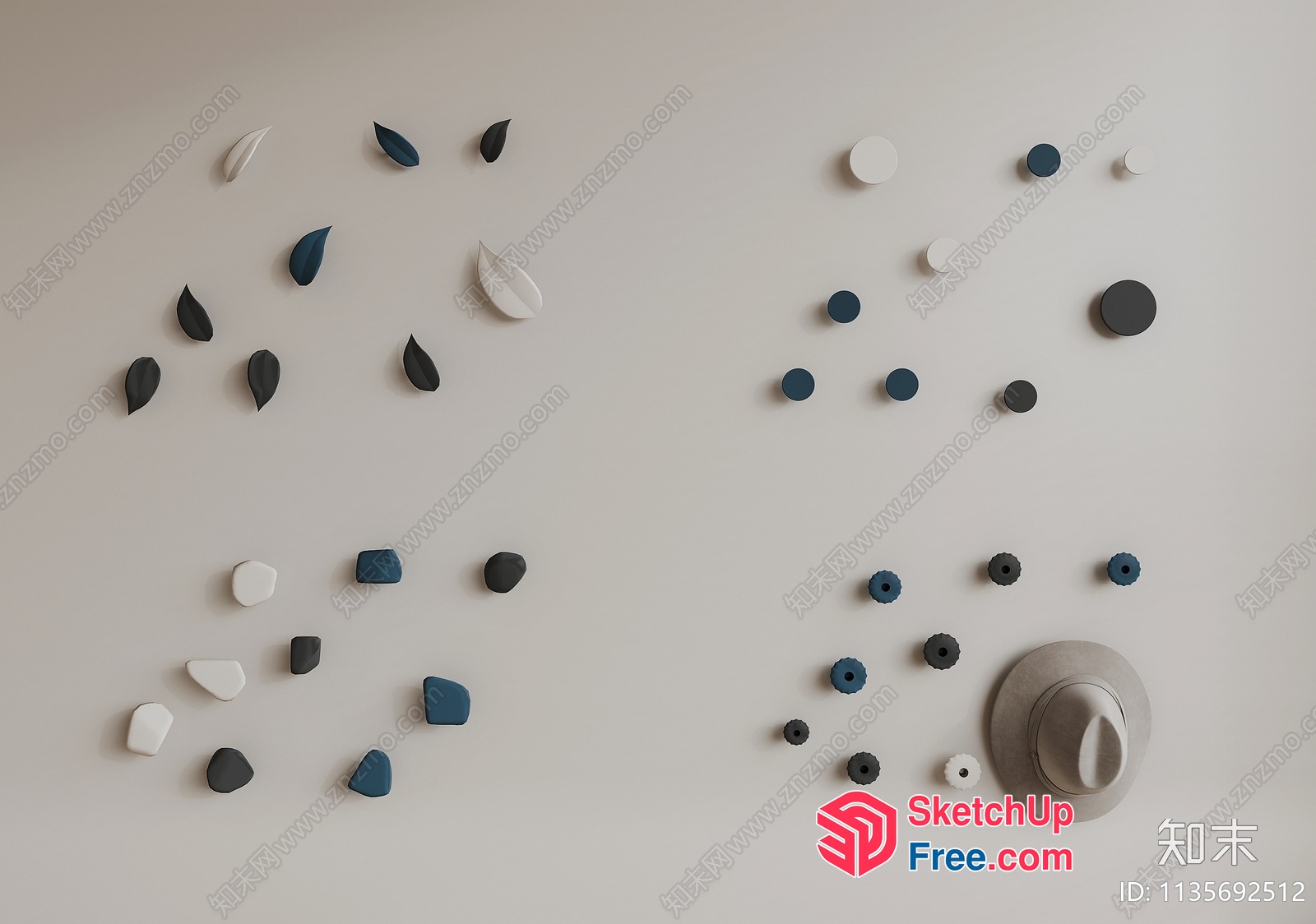 Minimalist Decorative Objects And Shapes On A White Wall 3D SketchUp File