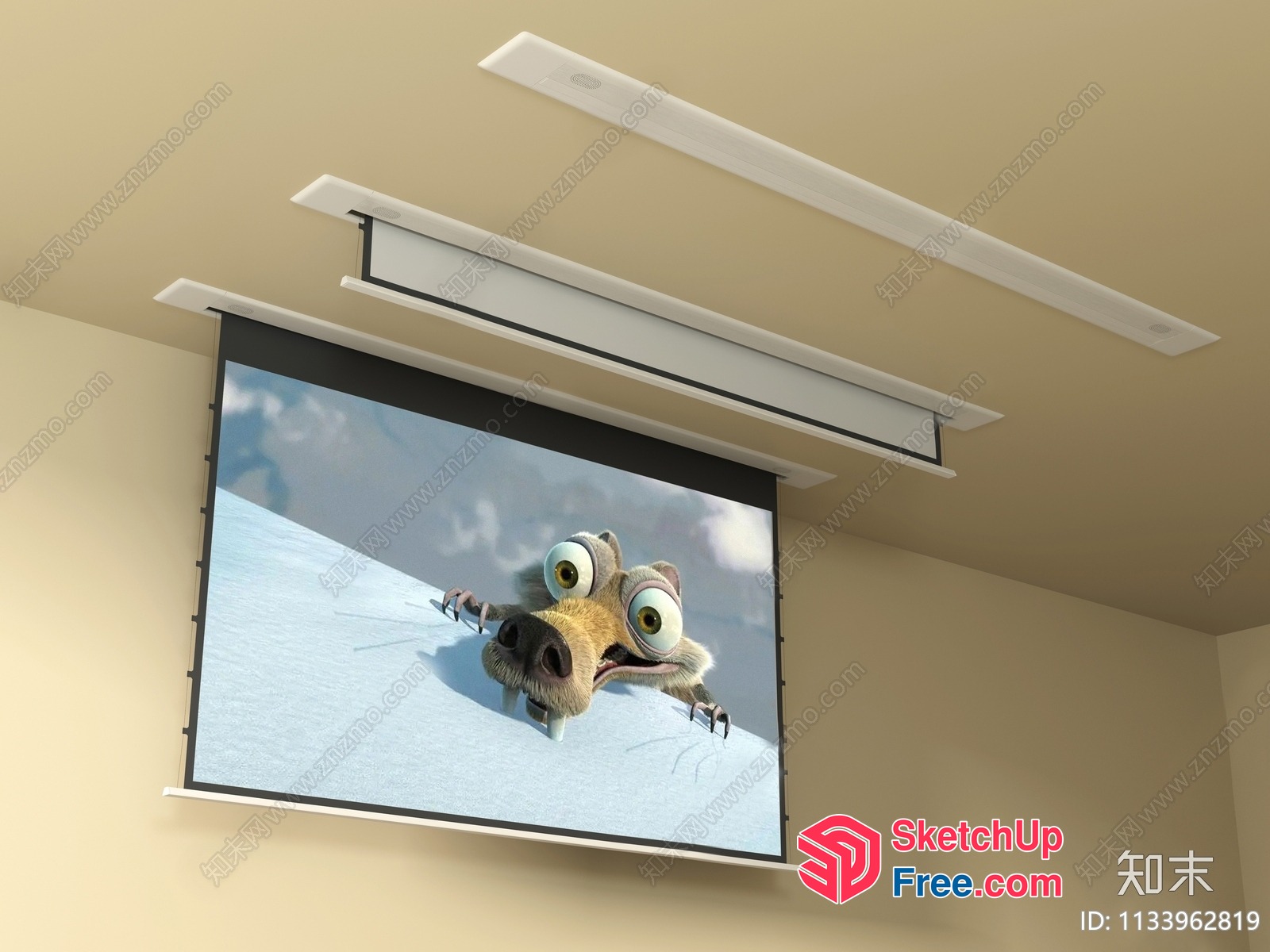 Projector Screen With Cartoon Character Display 3D SketchUp File