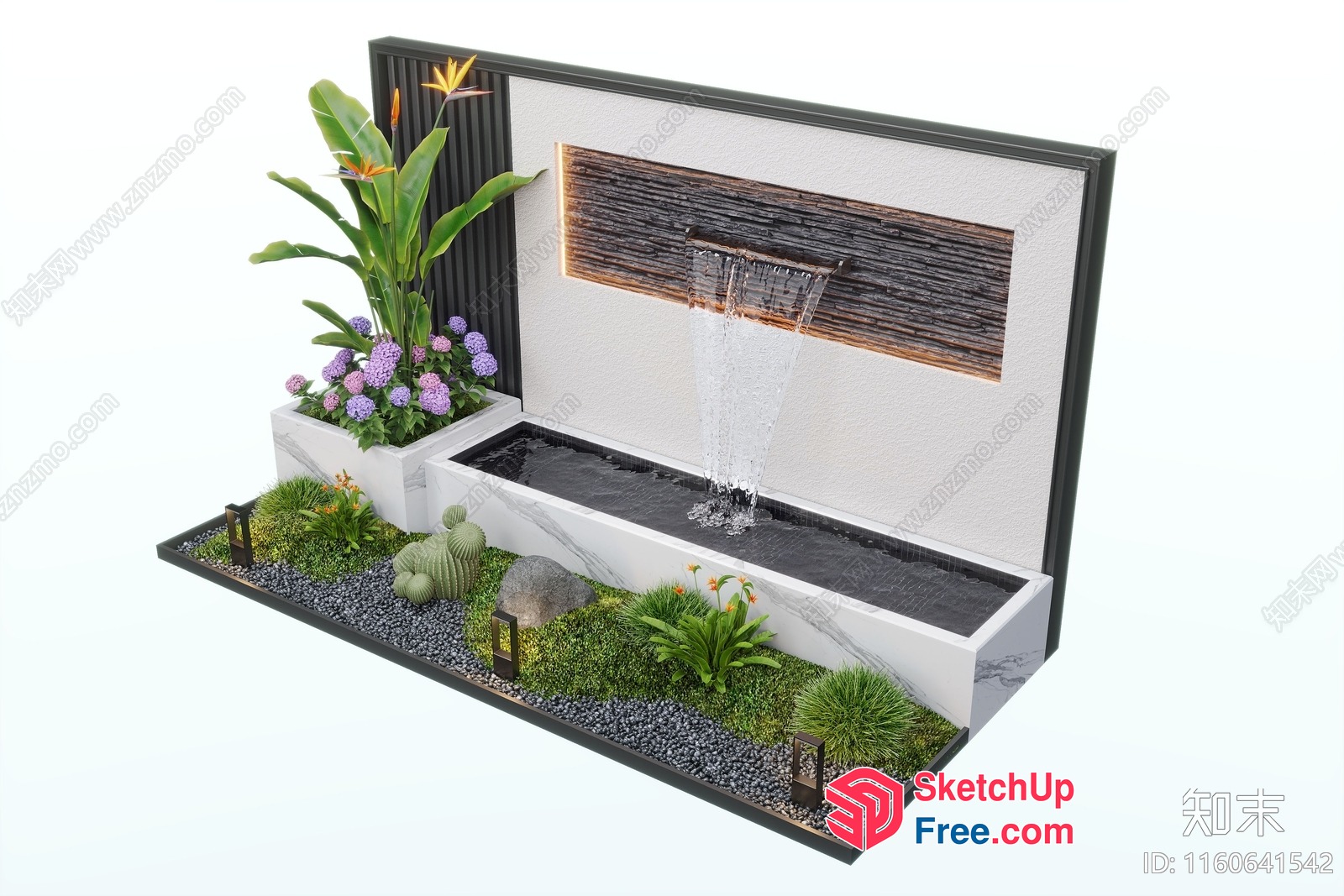 Serene Waterfall Garden Oasis 3D SketchUp File