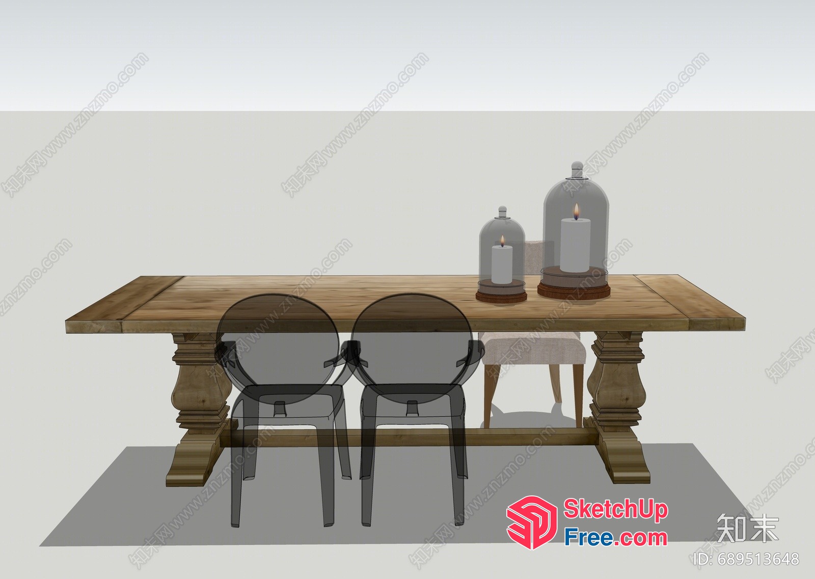 Modern Dining Room Table With Elegant Chairs 3D SketchUp File