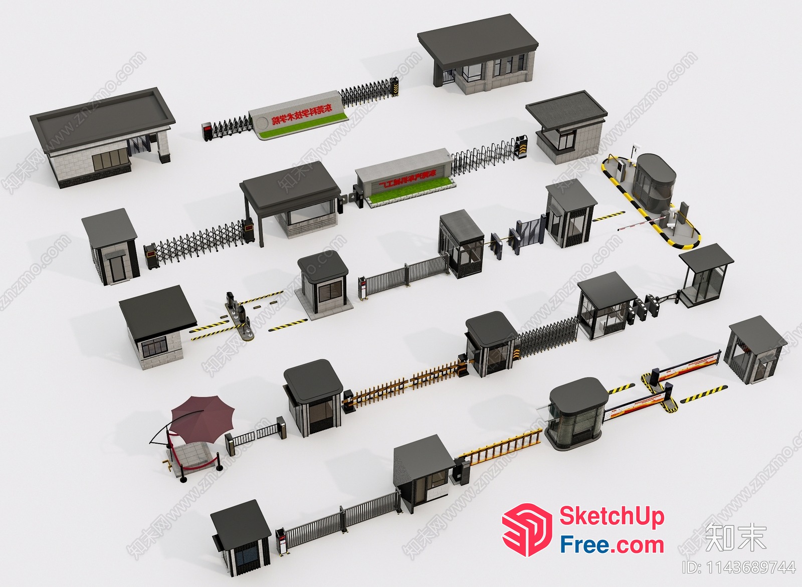 Industrial Park Security Entrance Set 3D SketchUp File