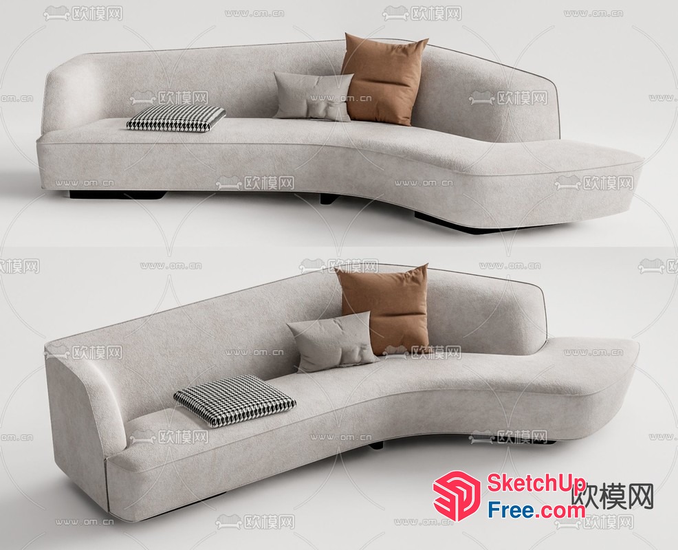 Elegant White Sofa With Pillows And Cushions 3D SketchUp File