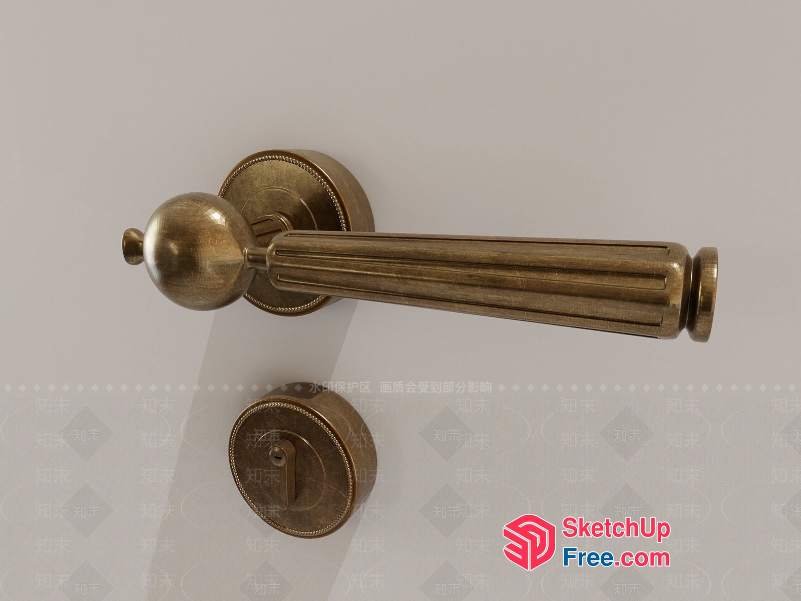 Decorative Door Handle And Knob Set 3D SketchUp File