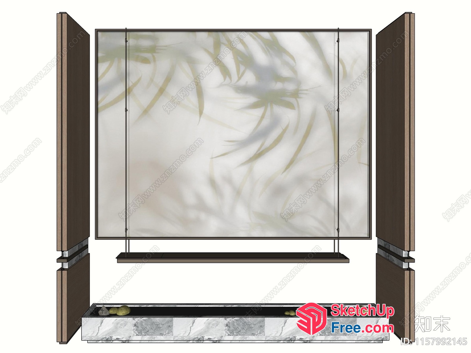 Elegant Glass Curtain Wall With Marble Base 3D SketchUp File