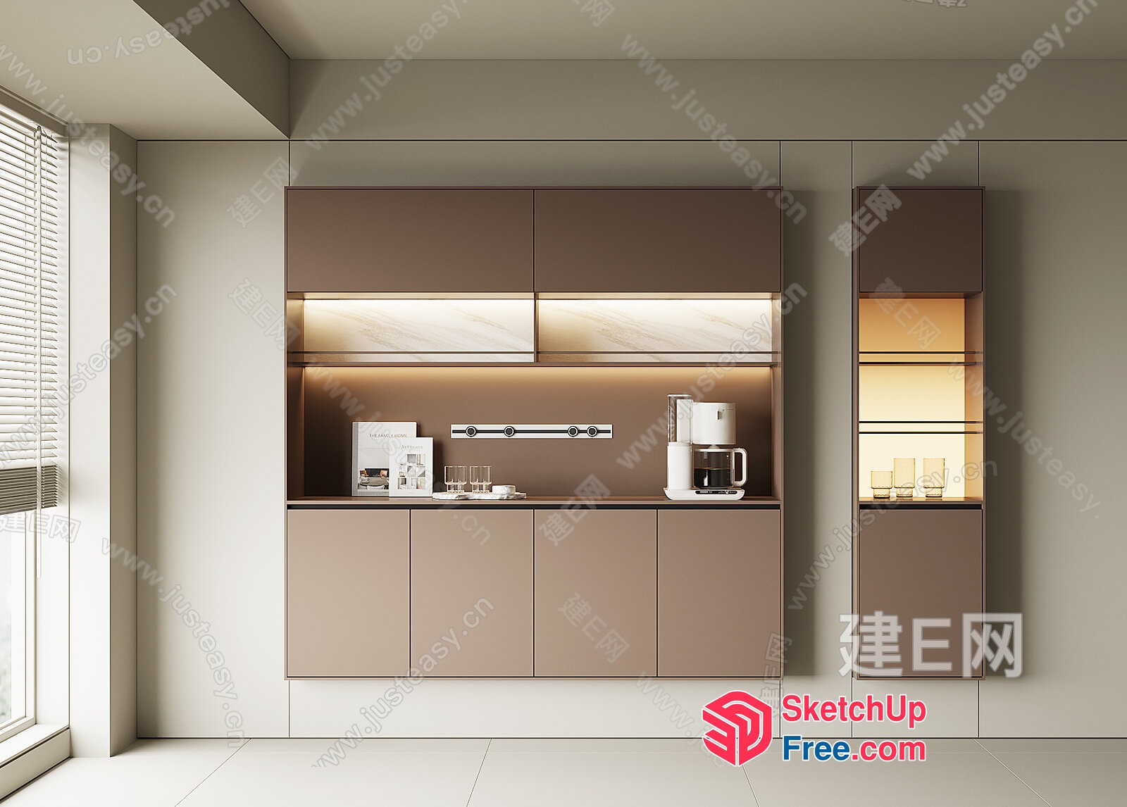 Modern Kitchen Interior With Coffee Maker And Appliances 3D SketchUp File