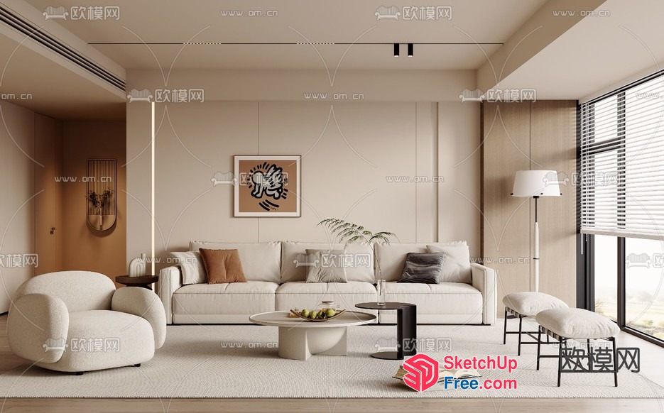 Elegant And Modern Living Room Design 3D SketchUp File