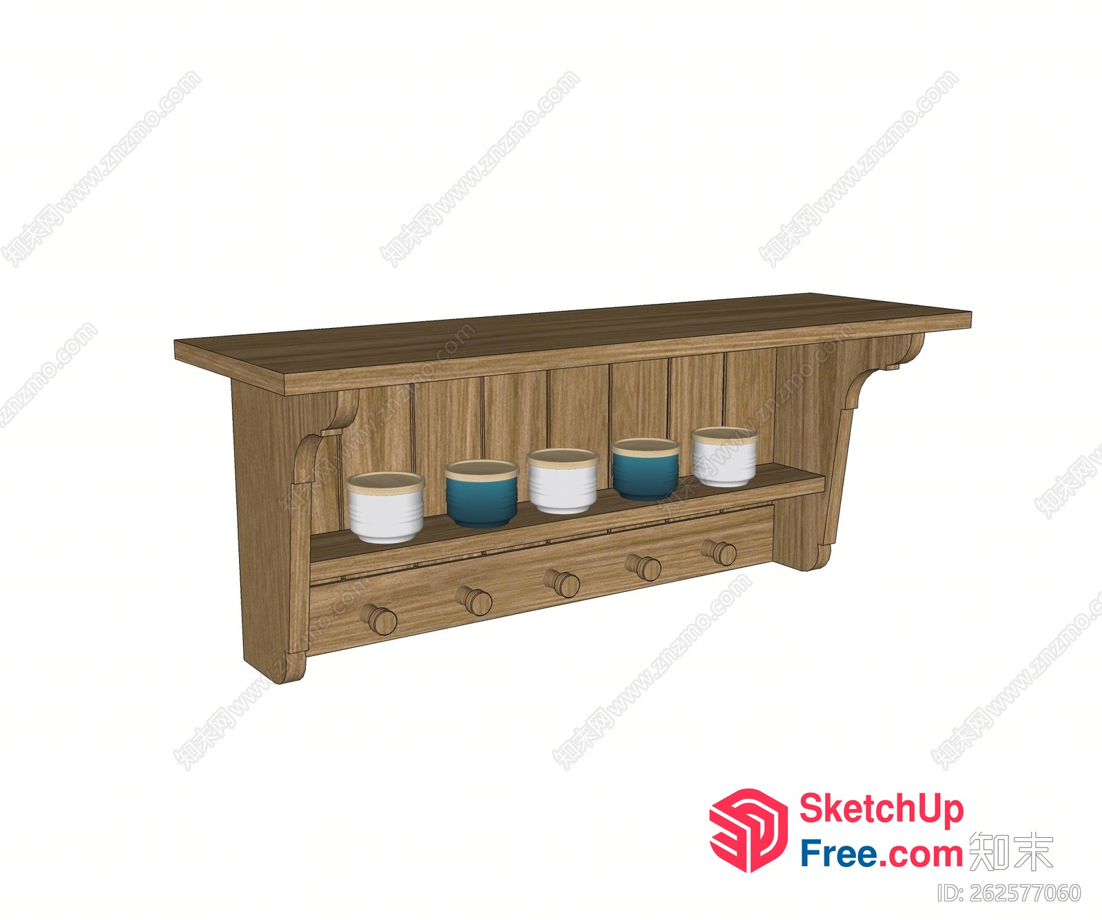 Wooden Shelf With Drawers And Storage 3D SketchUp File