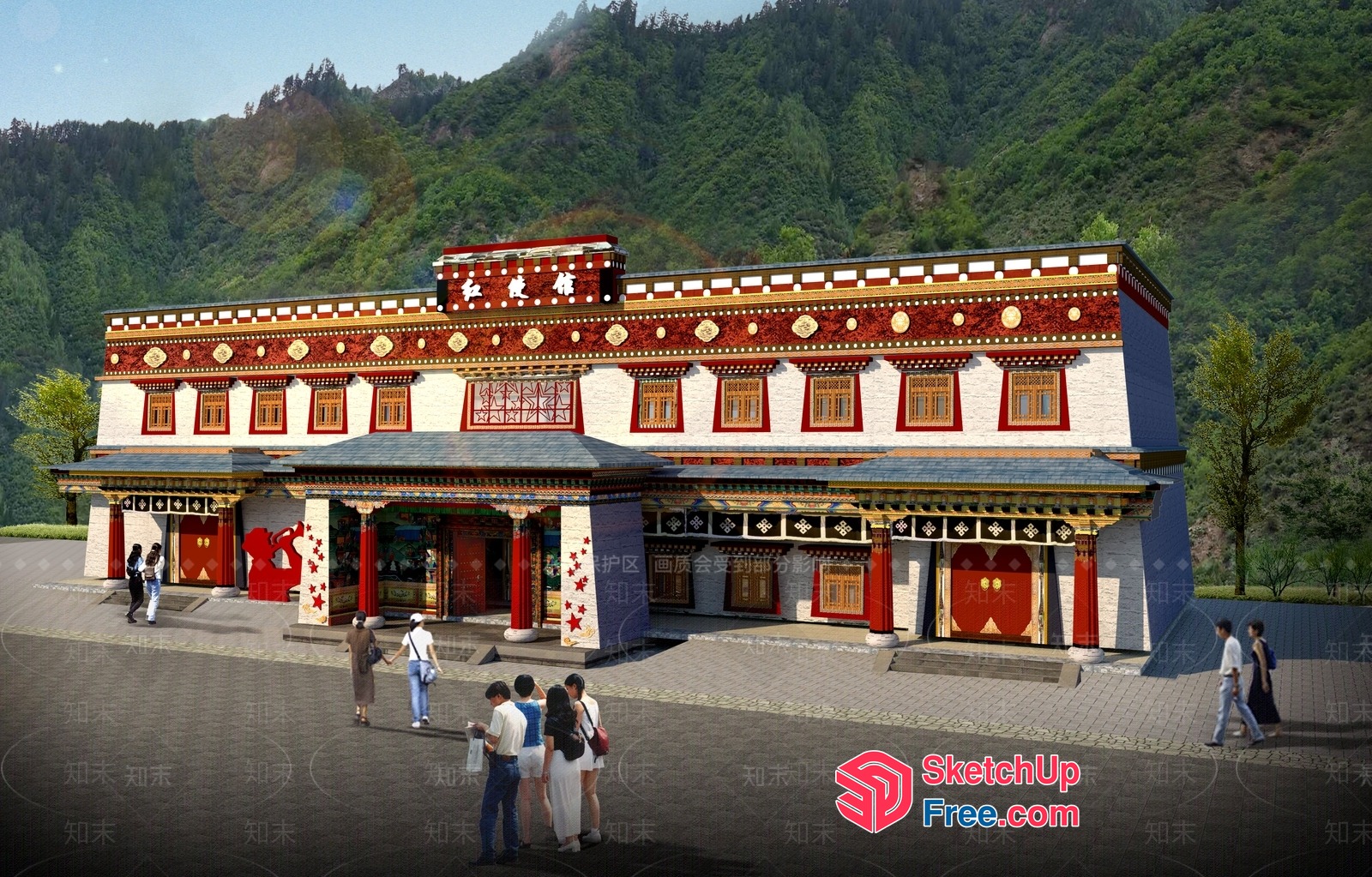 Traditional Tibetan Architecture Building 3D SketchUp File