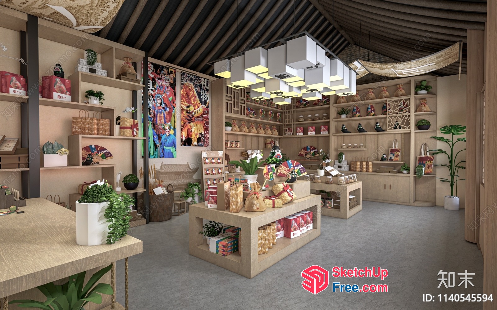 Asian Inspired Decorative Store Interior 3D SketchUp File