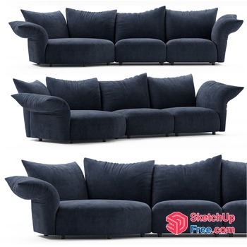 Modern Dark Grey Velvet Sofa Set 3D SketchUp File