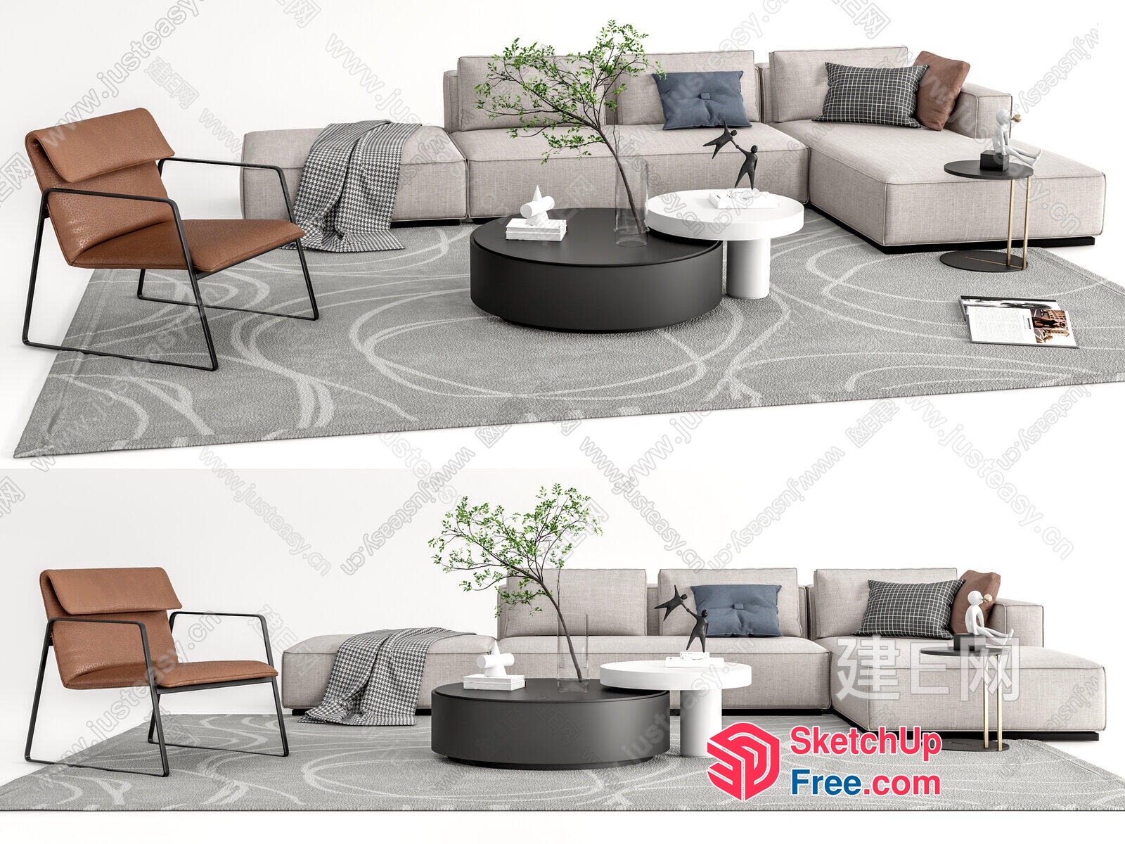 Modern Minimalist Living Room Furniture 3D SketchUp File