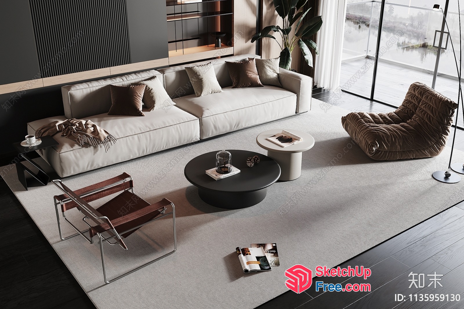 Modern Living Room With Minimalist Furniture 3D SketchUp File