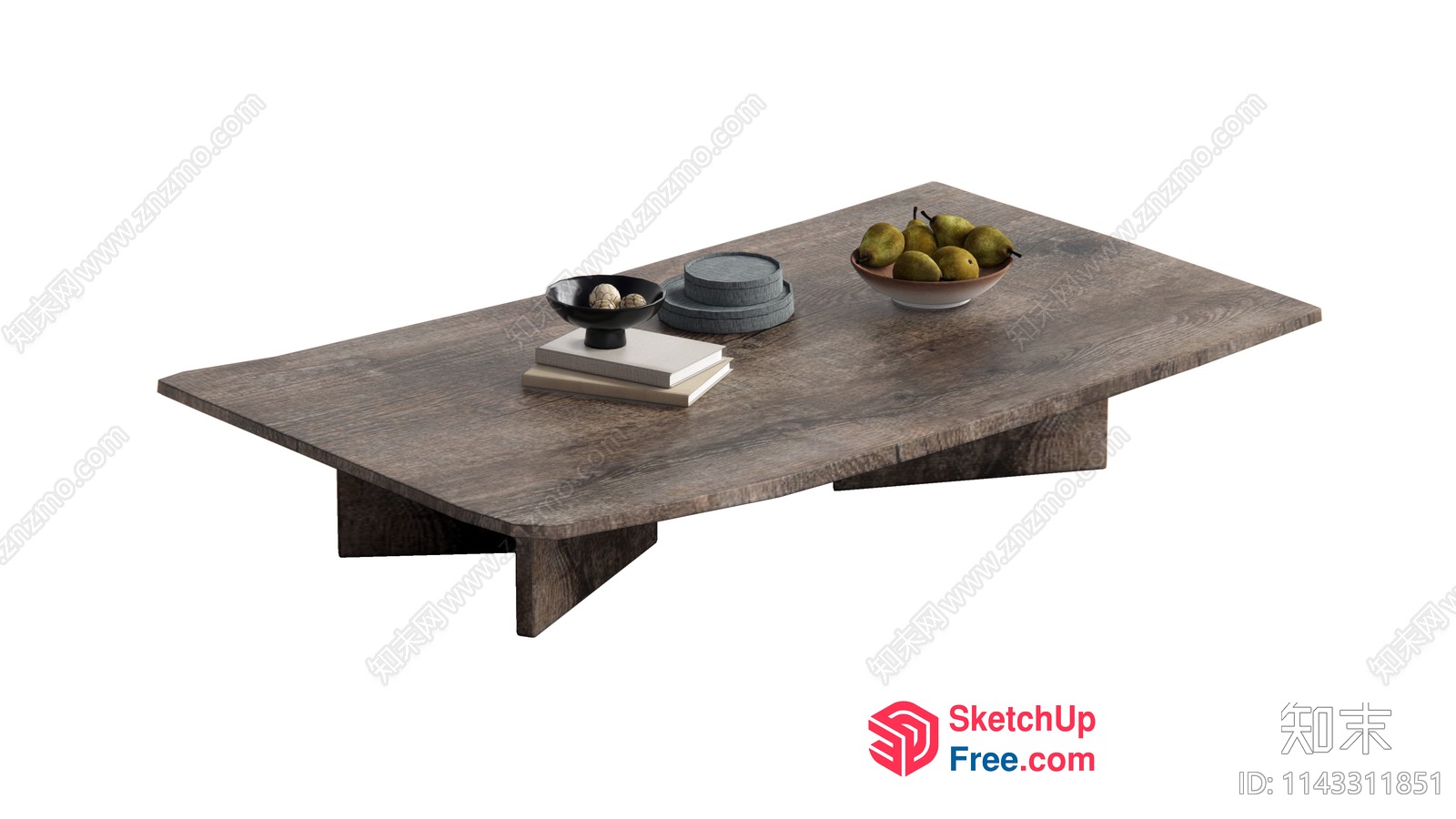 Rustic Wooden Coffee Table With Decorative Accents 3D SketchUp File