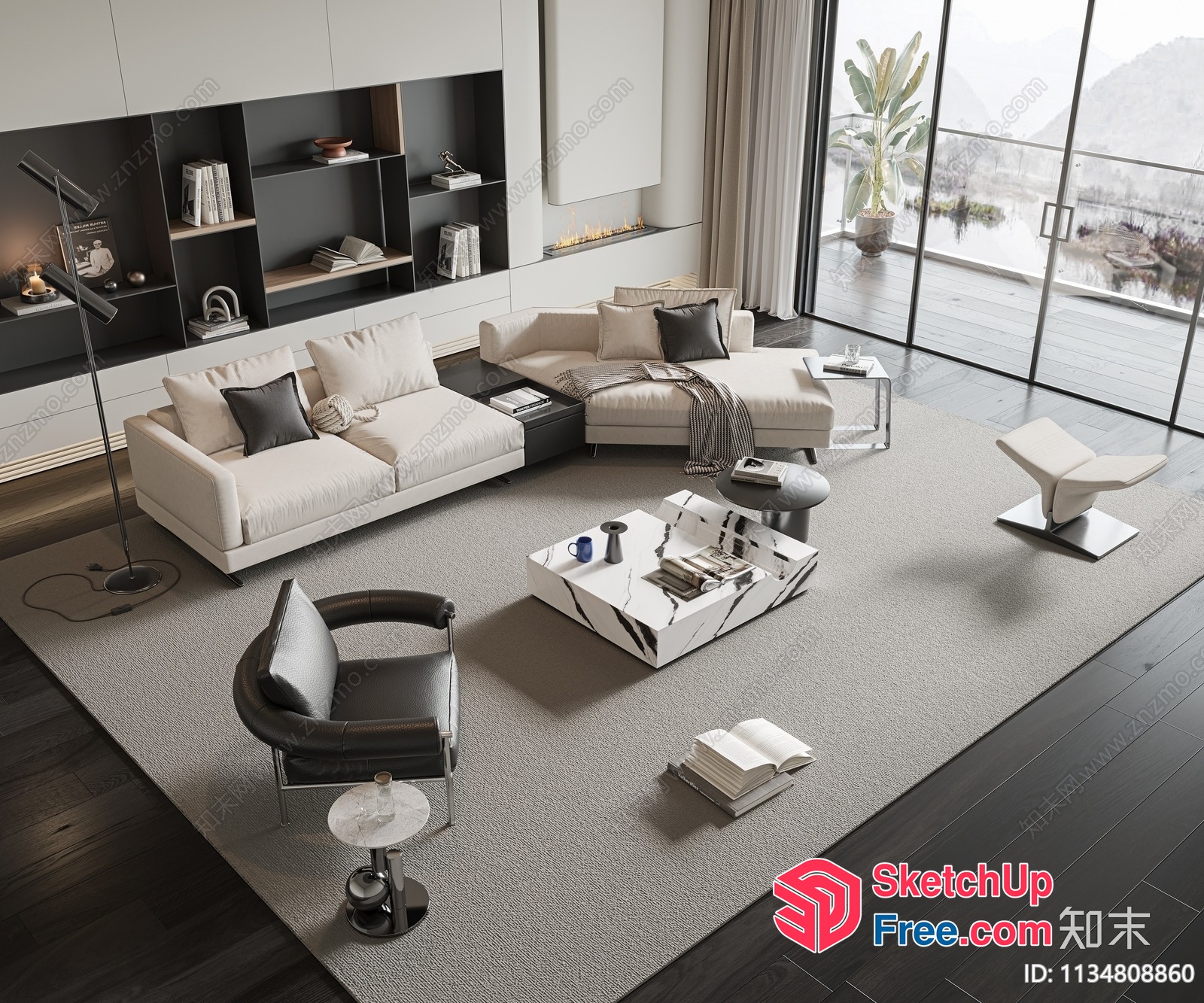 Modern Minimalist Living Room With Natural Light 3D SketchUp File