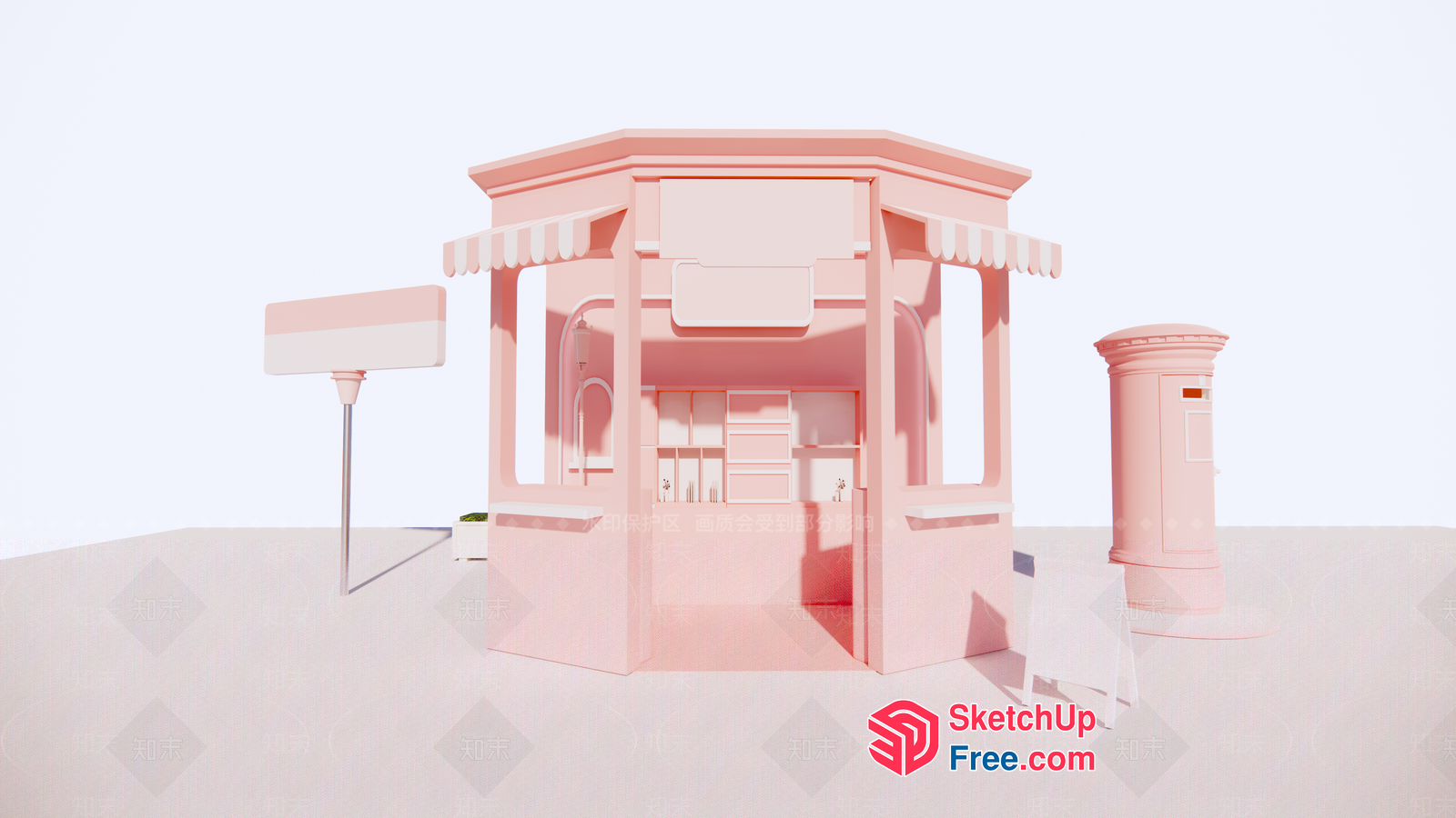 Pink Pavilion Exterior 3D SketchUp File