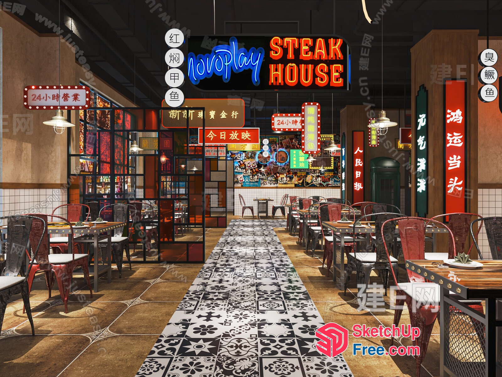 Modern Asian Restaurant Interior 3D SketchUp File