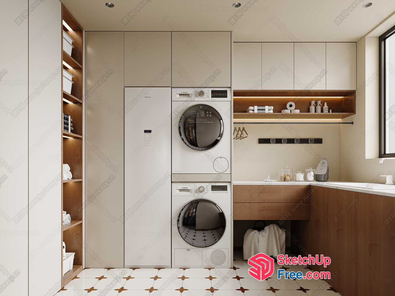 Modern Laundry Room With Sleek Appliances And Neutral Decor 3D SketchUp File
