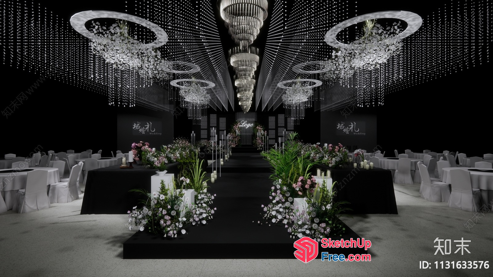 Elegant Wedding Hall Decor 3D SketchUp File