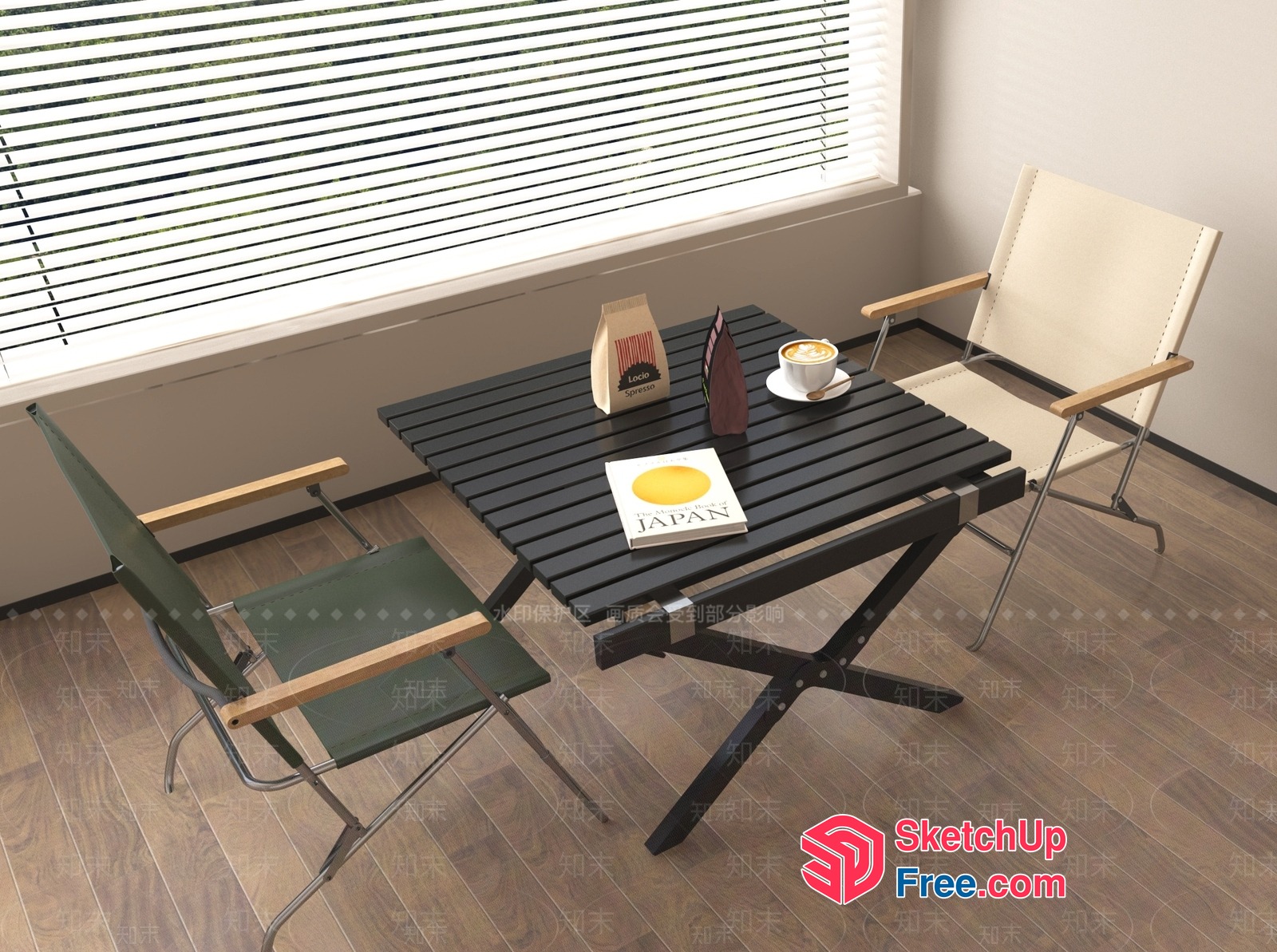 Cozy Japanese-Style Living Room With Minimalist Furniture And Natural Light 3D SketchUp File