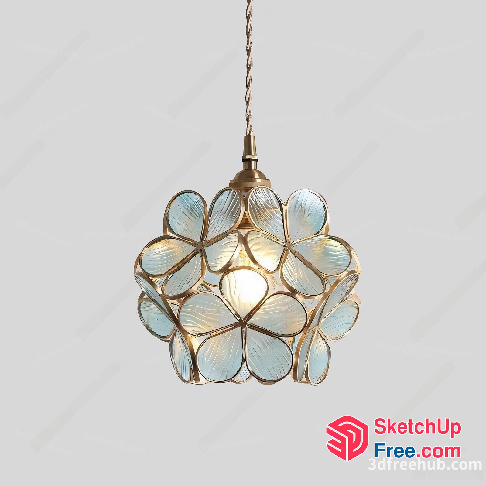 Elegant Glass Flower Light Fixture 3D SketchUp File