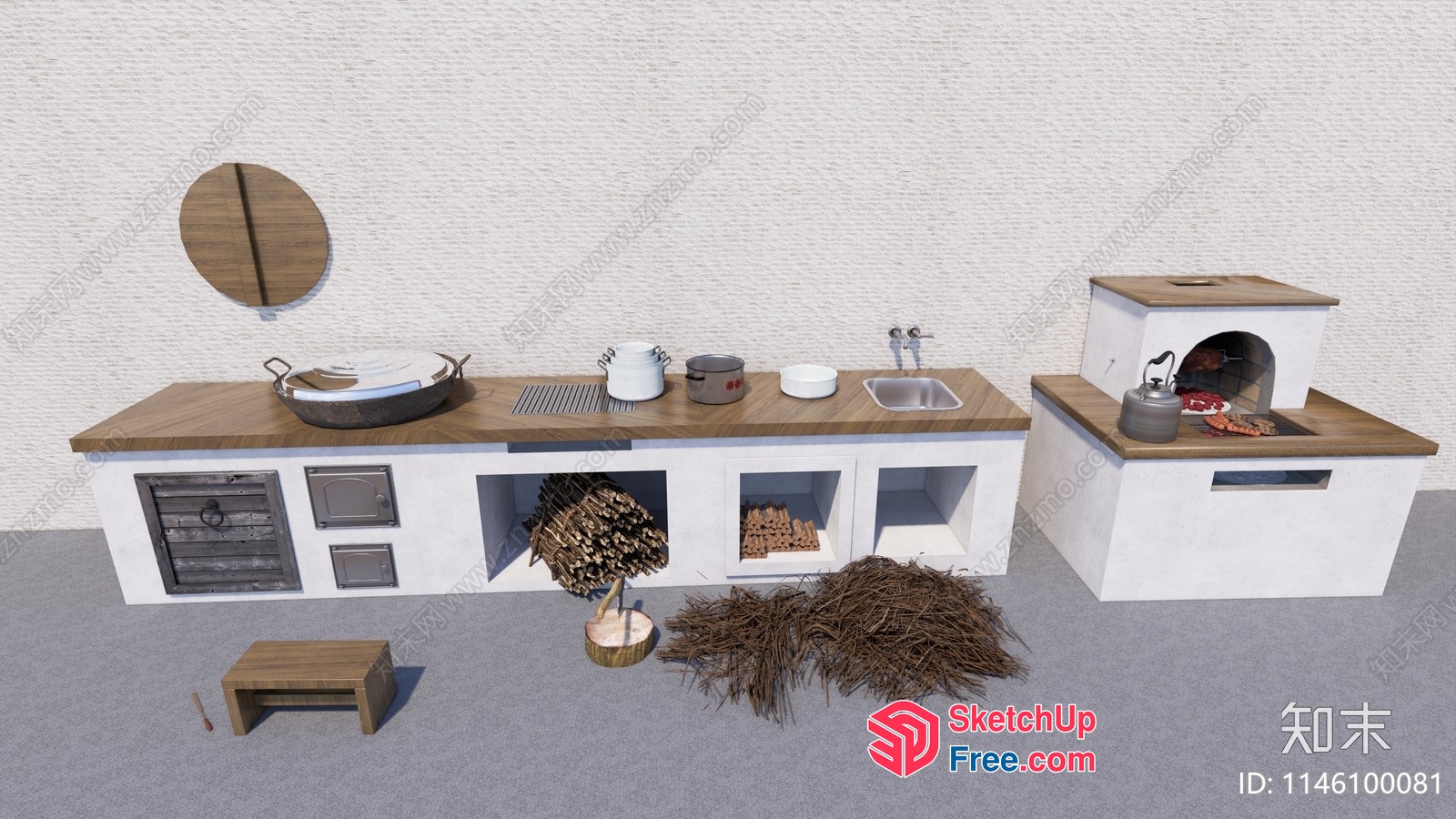 Modern Outdoor Kitchen And Dining Area 3D SketchUp File