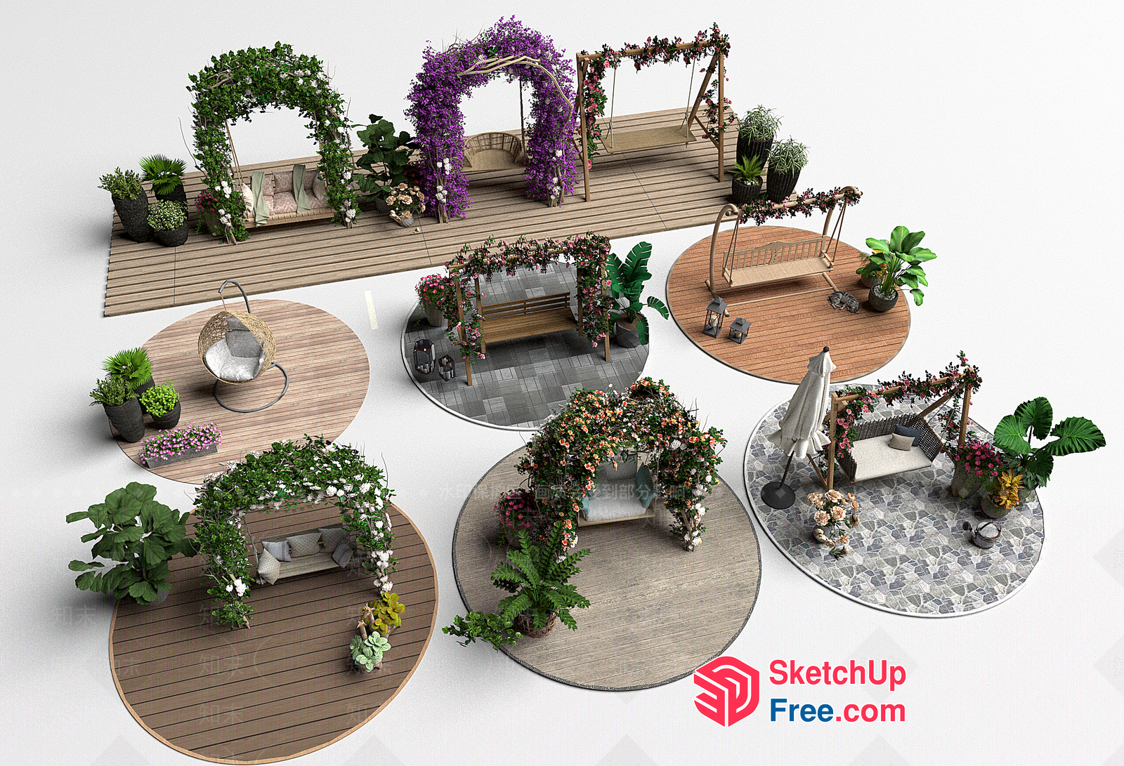 Elegant Outdoor Seating Area With Floral Decor 3D SketchUp File