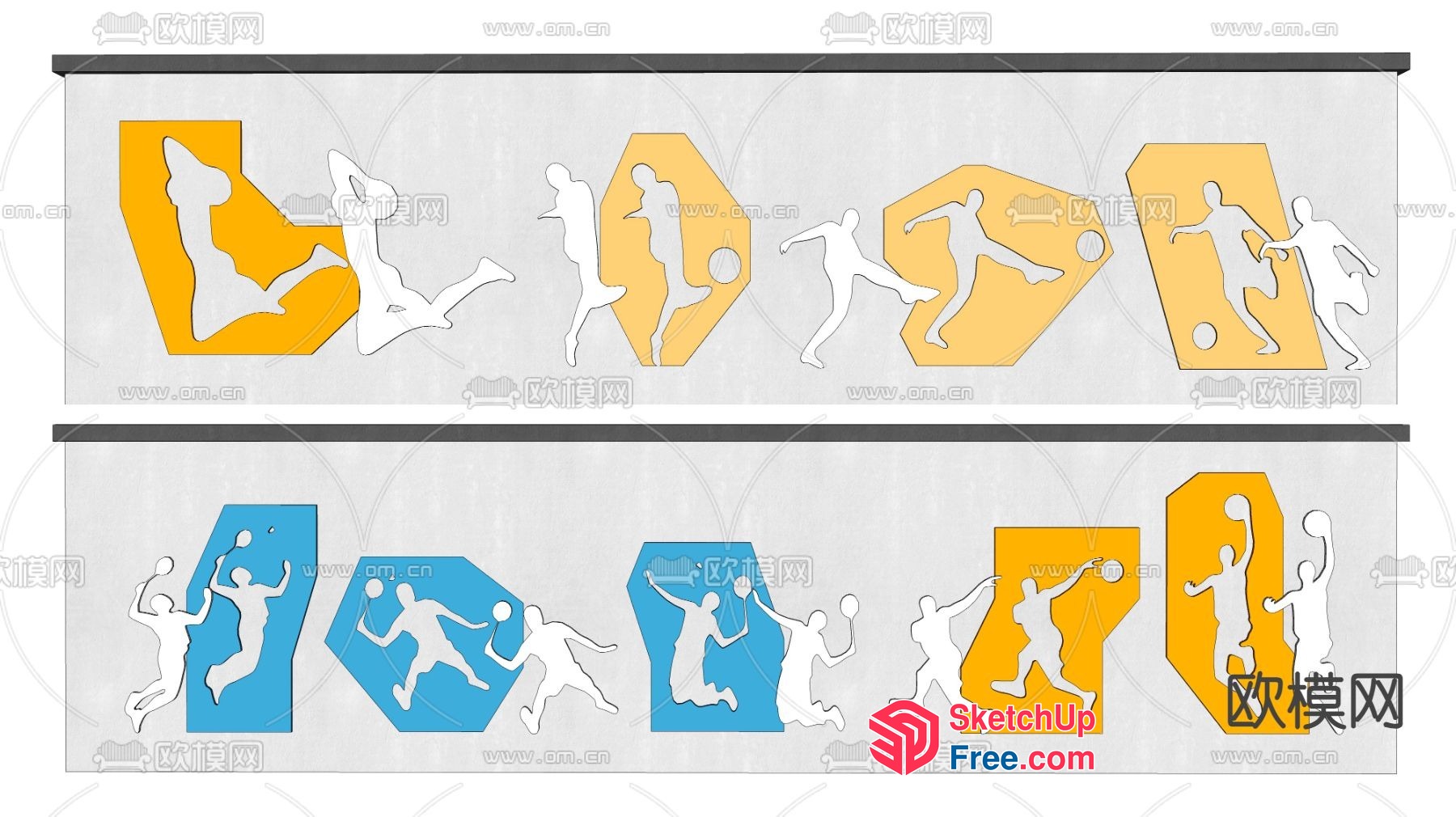 Silhouettes Of Athletes In Various Sports 3D SketchUp File